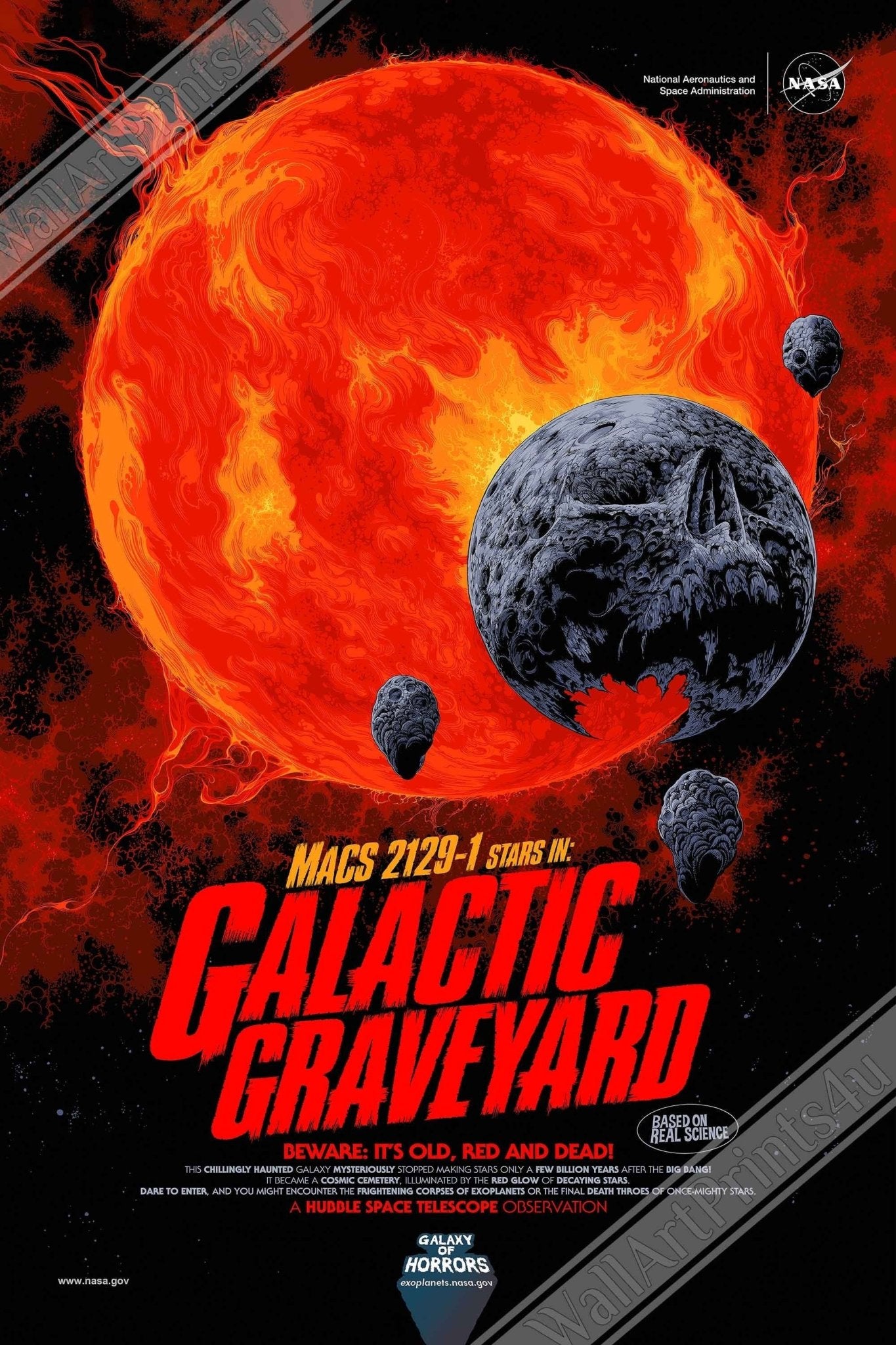 Nasa Galactic Graveyard Poster - Vintage Nasa Galactic Horror Vintage Movie Comic Horror Style Designed By Nasa - WallArtPrints4U