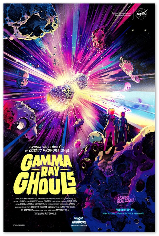 Nasa Halloween Poster - Vintage Nasa Gamma Ray Ghouls Vintage Movie Comic Horror Style Designed By Nasa - WallArtPrints4U