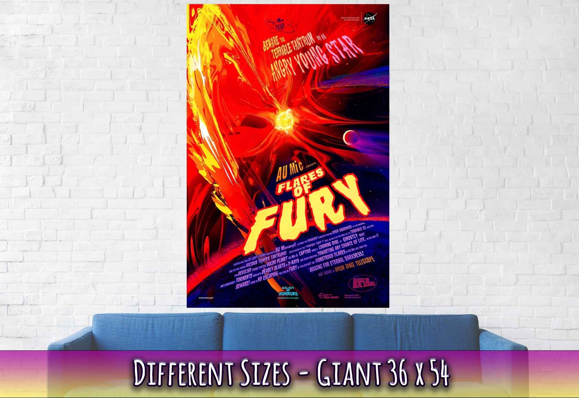 Nasa Star Poster - Vintage Nasa Space Poster Young Star Flames Of Fury Designed By Nasa - WallArtPrints4U