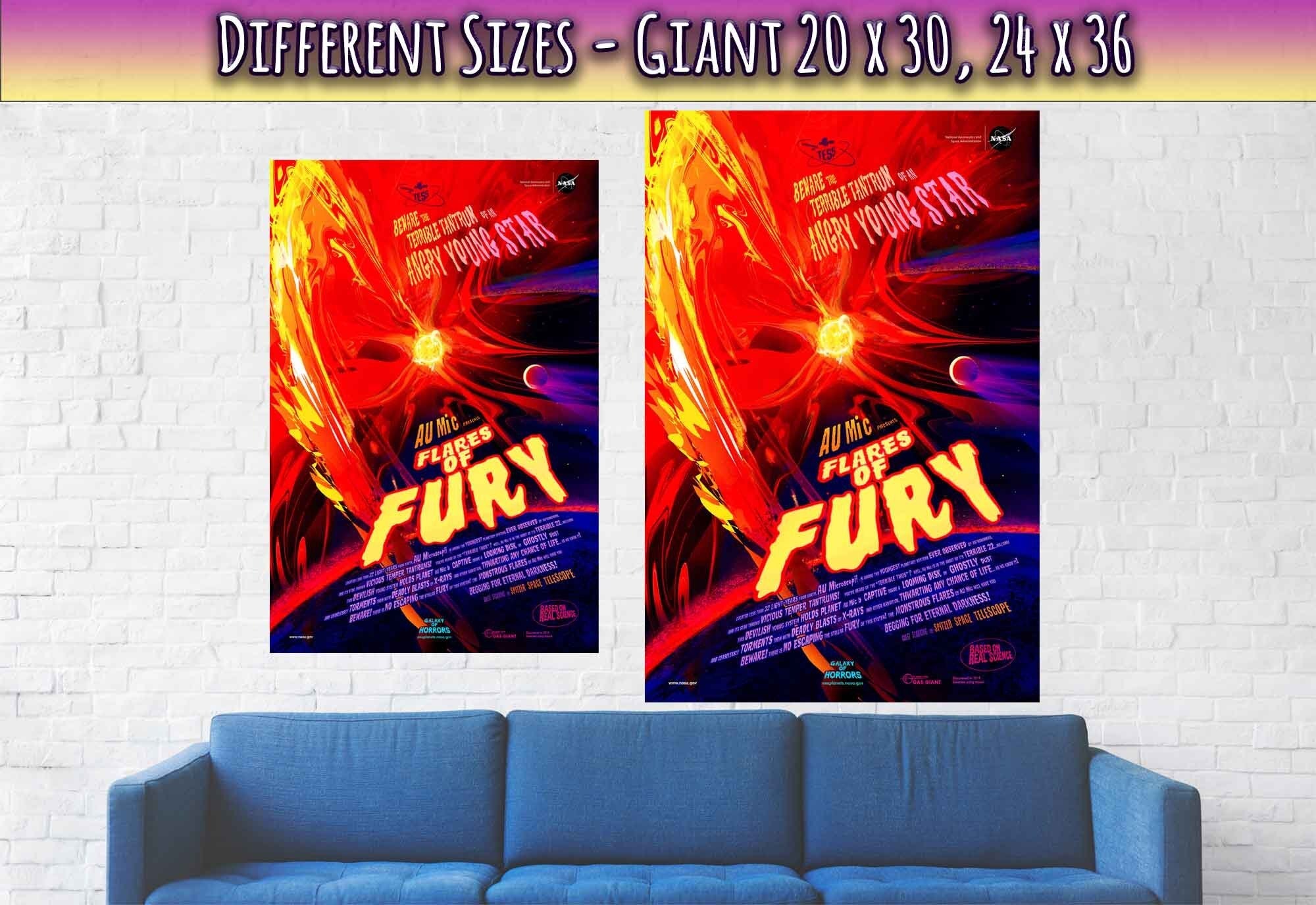 Nasa Star Poster - Vintage Nasa Space Poster Young Star Flames Of Fury Designed By Nasa - WallArtPrints4U