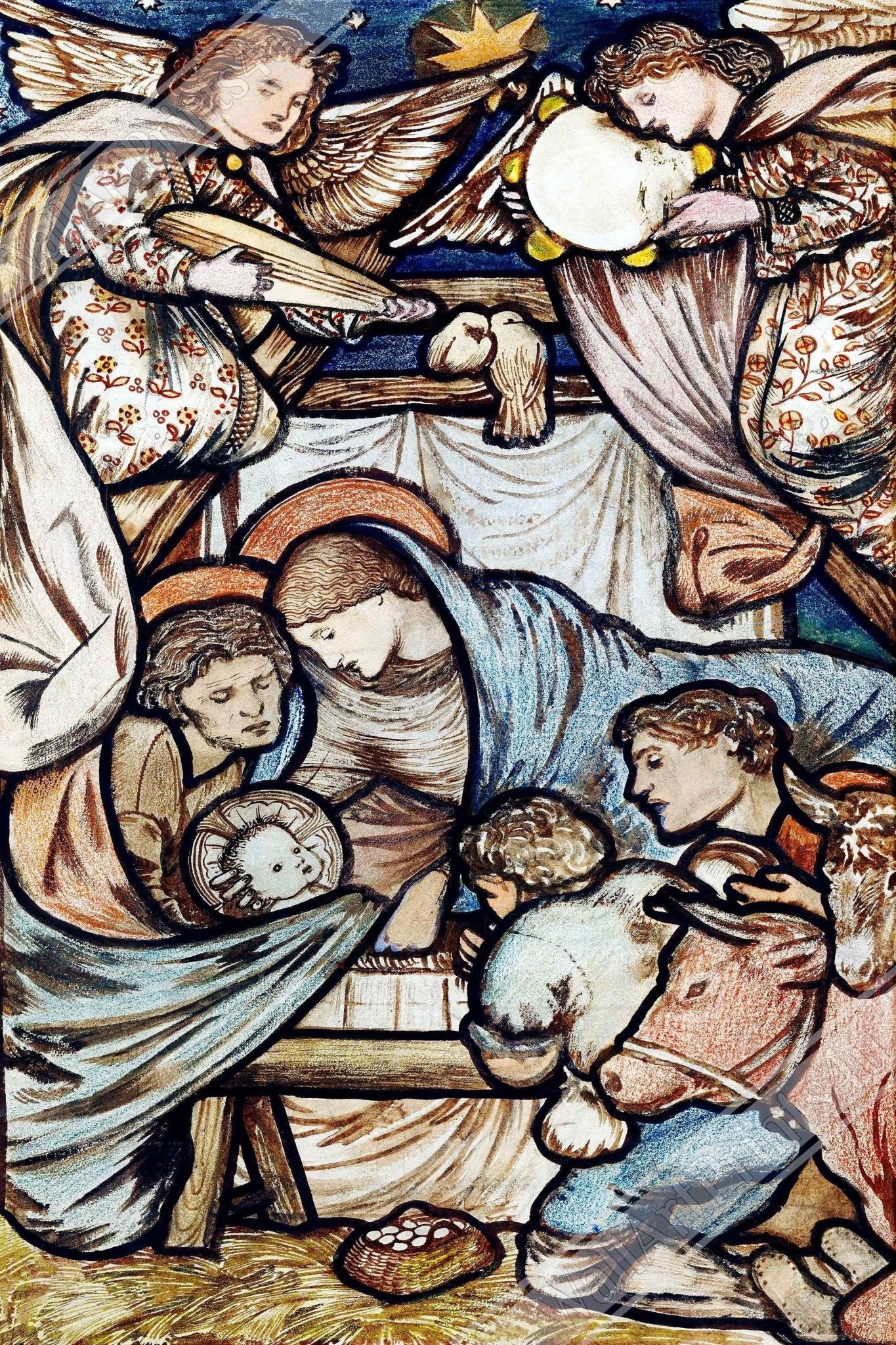 Nativity Scene Poster Print Edward Burne Jones 1863 Vintage Poster - WallArtPrints4U