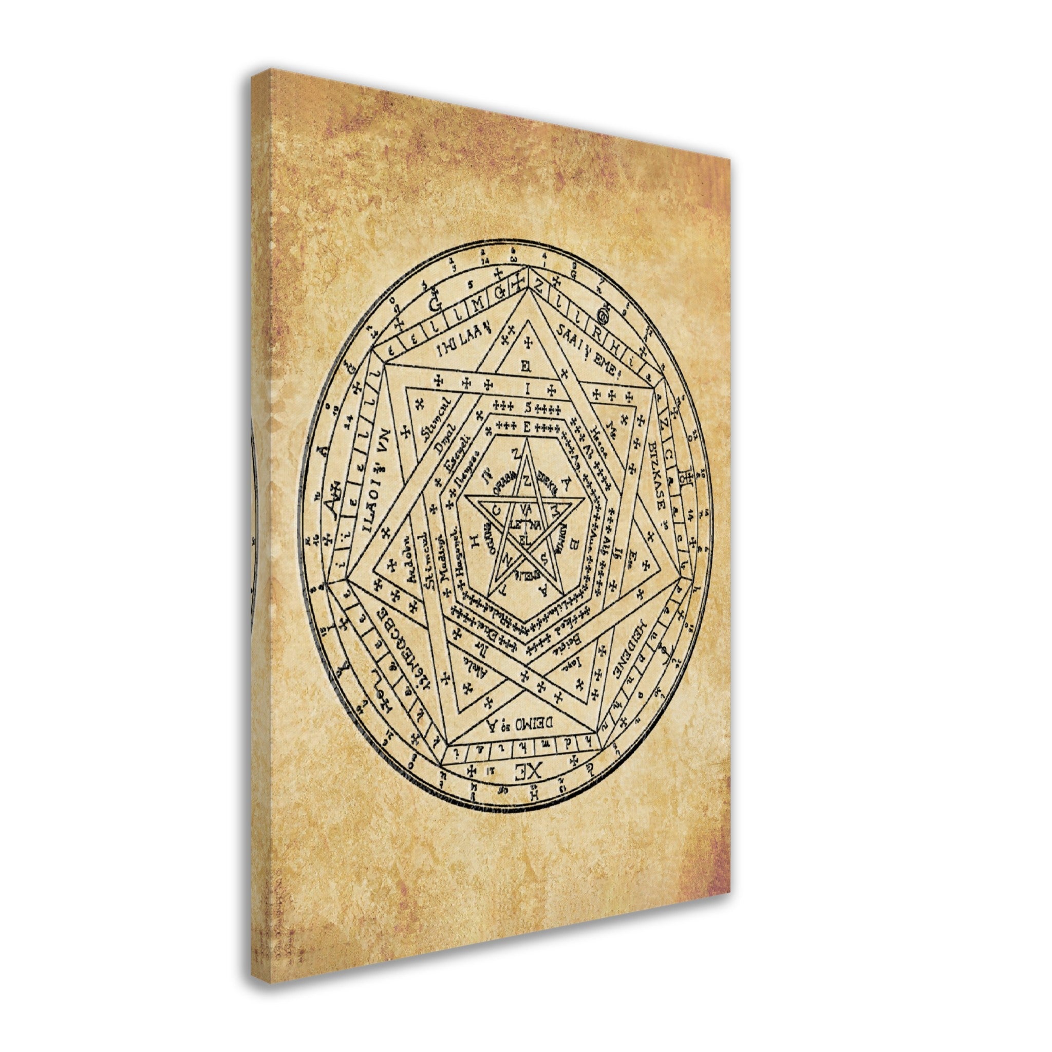 Occult Canvas - Sigillum Dei Canvas - Doctor John Dee Sigillum Canvas Print Aged Parchment - WallArtPrints4U