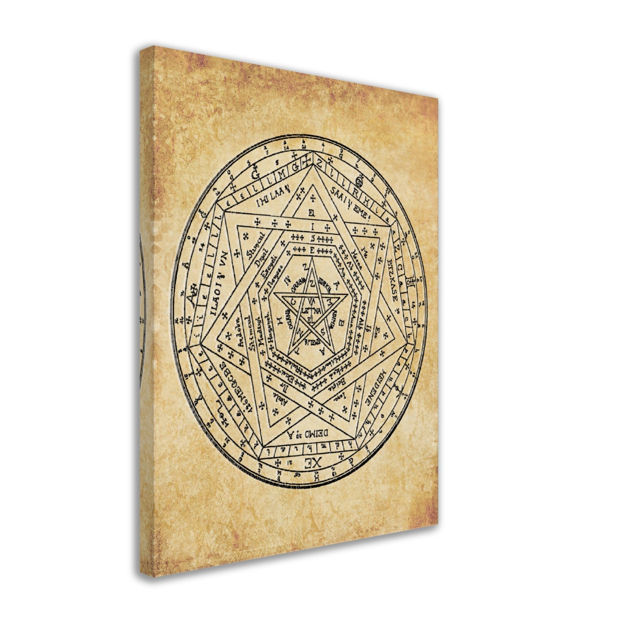 Occult Canvas - Sigillum Dei Canvas - Doctor John Dee Sigillum Canvas Print Aged Parchment - WallArtPrints4U