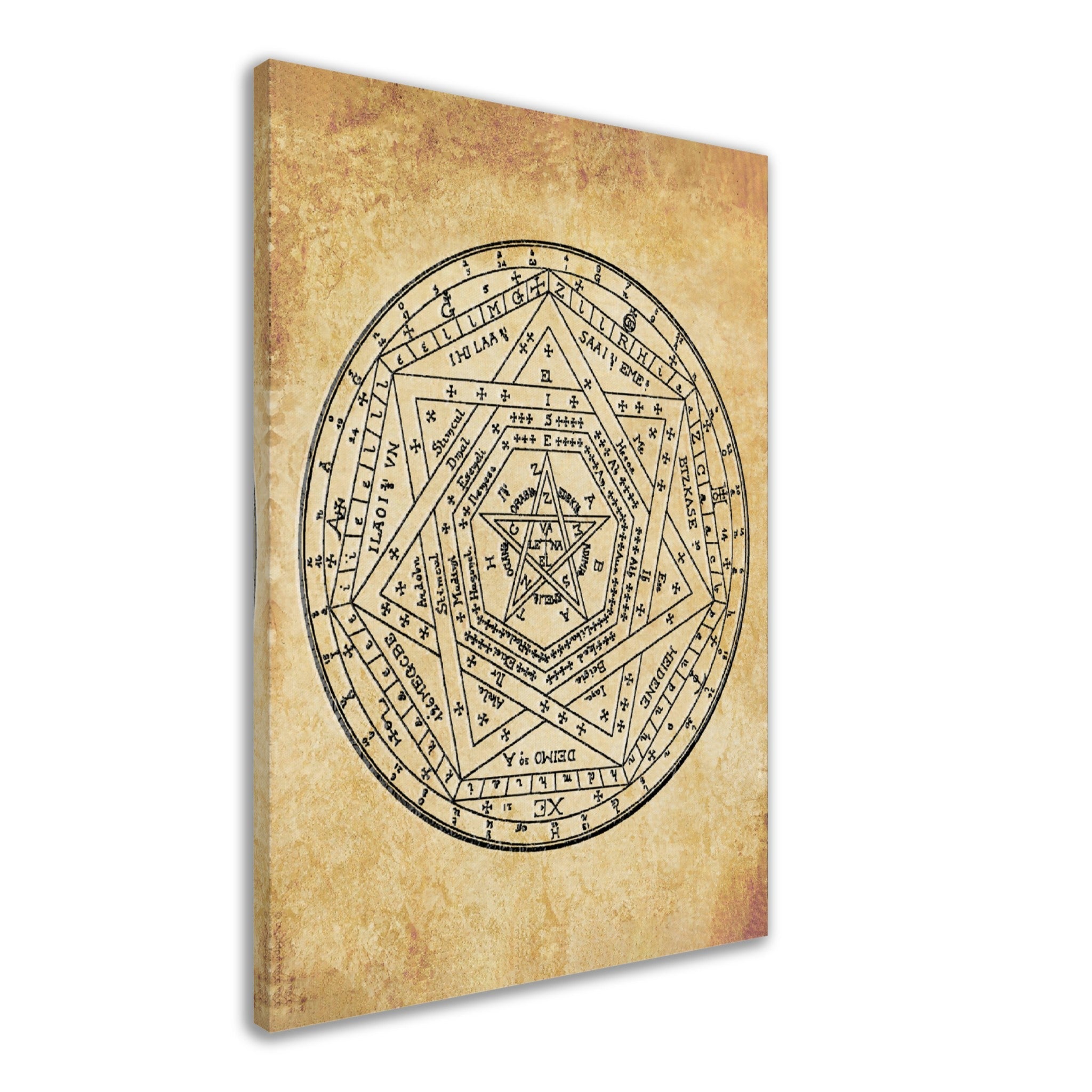 Occult Canvas - Sigillum Dei Canvas - Doctor John Dee Sigillum Canvas Print Aged Parchment - WallArtPrints4U