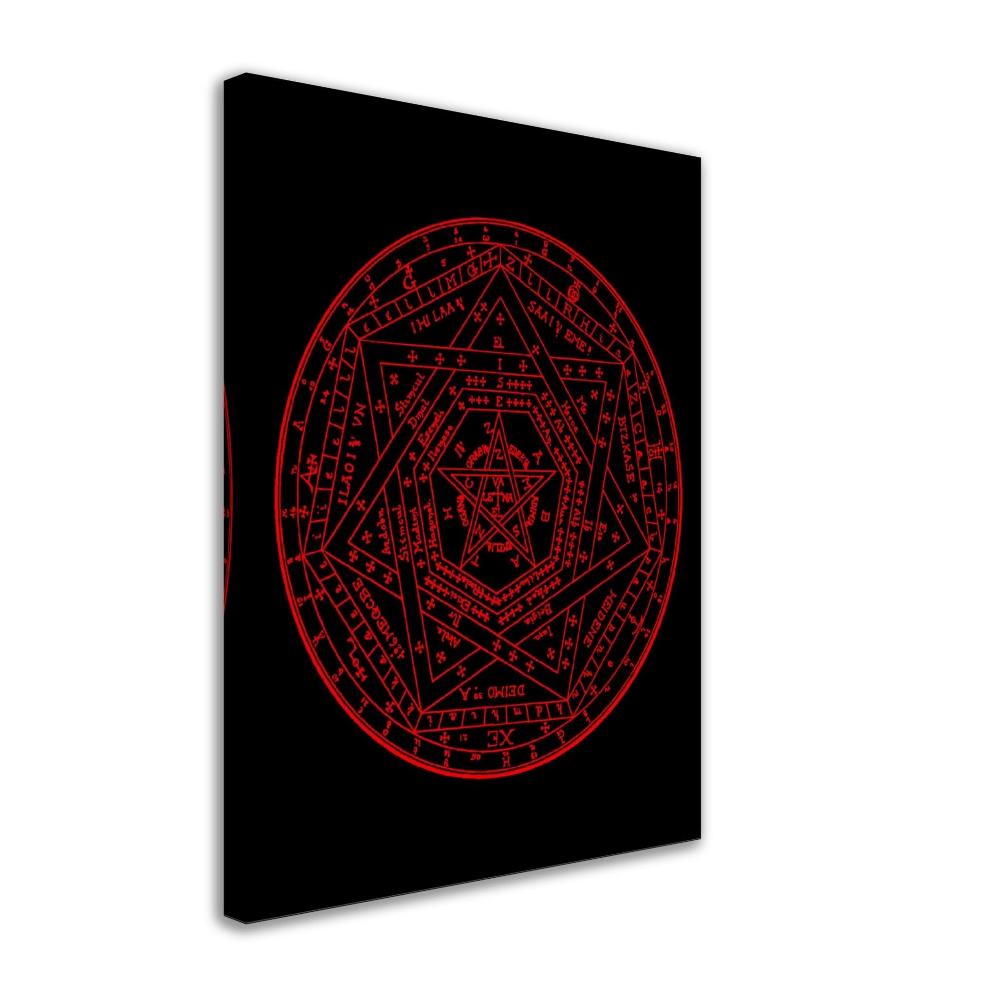 Occult Canvas - Sigillum Dei Red On Black Canvas - Doctor John Dee Sigillum Canvas Print - WallArtPrints4U