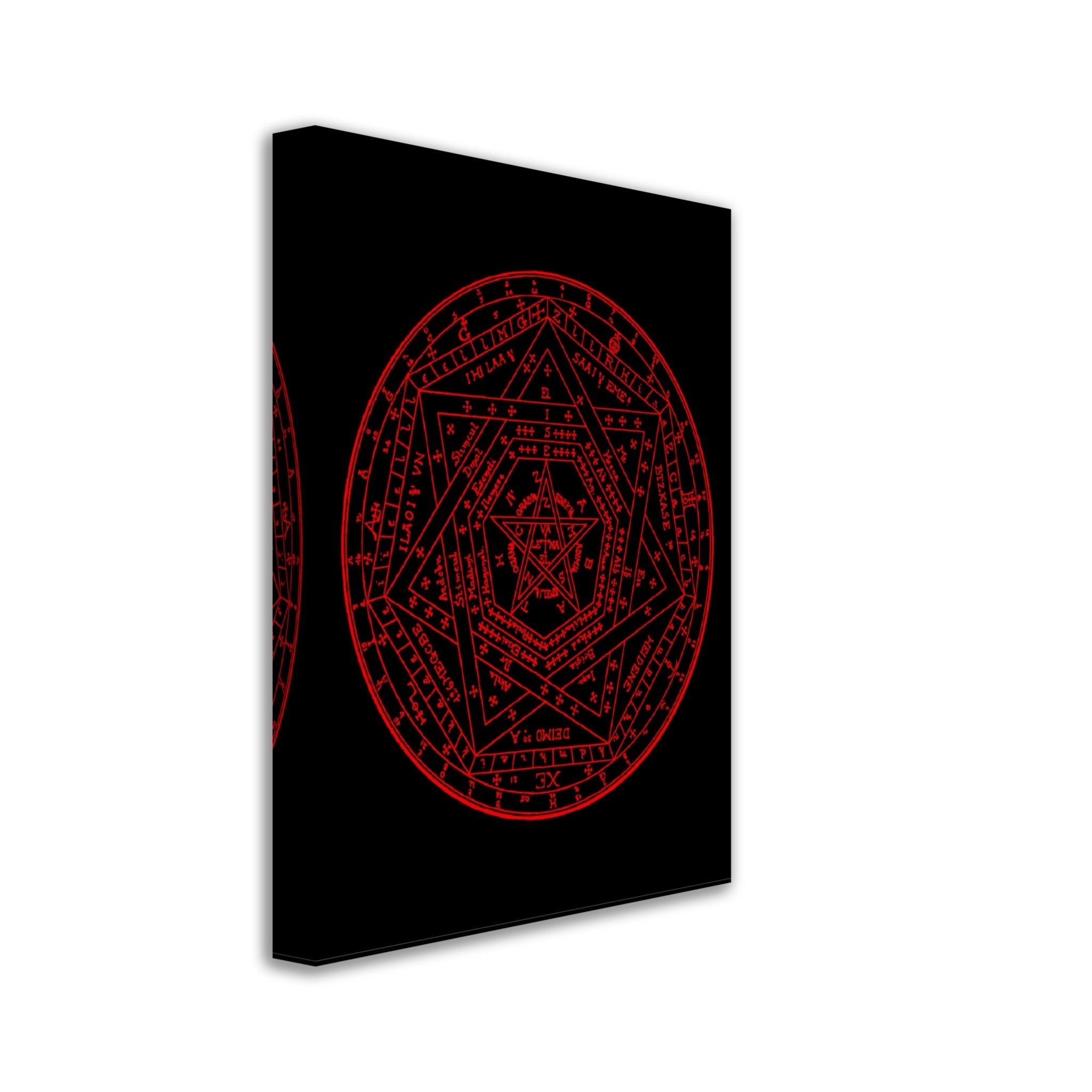 Occult Canvas - Sigillum Dei Red On Black Canvas - Doctor John Dee Sigillum Canvas Print - WallArtPrints4U