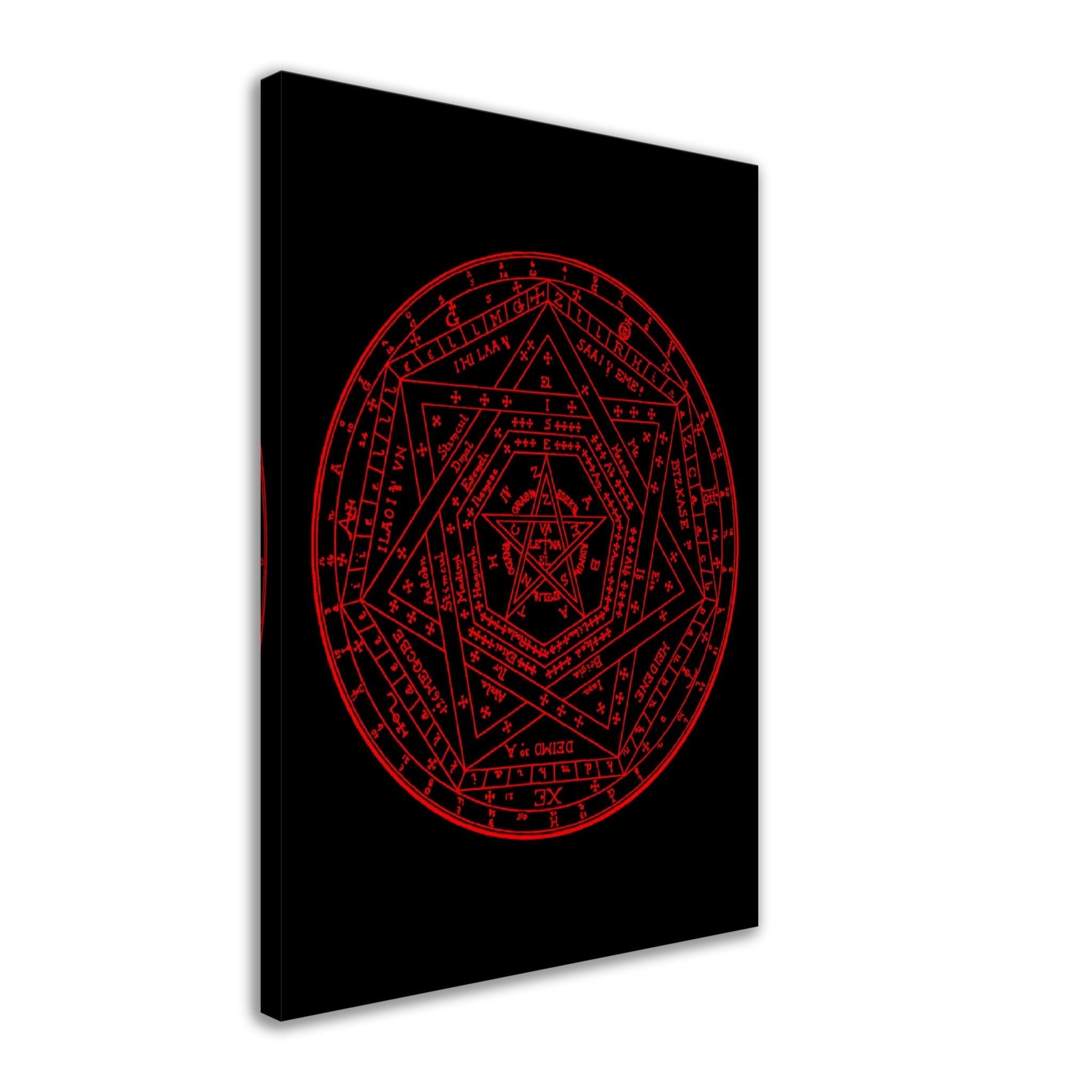 Occult Canvas - Sigillum Dei Red On Black Canvas - Doctor John Dee Sigillum Canvas Print - WallArtPrints4U