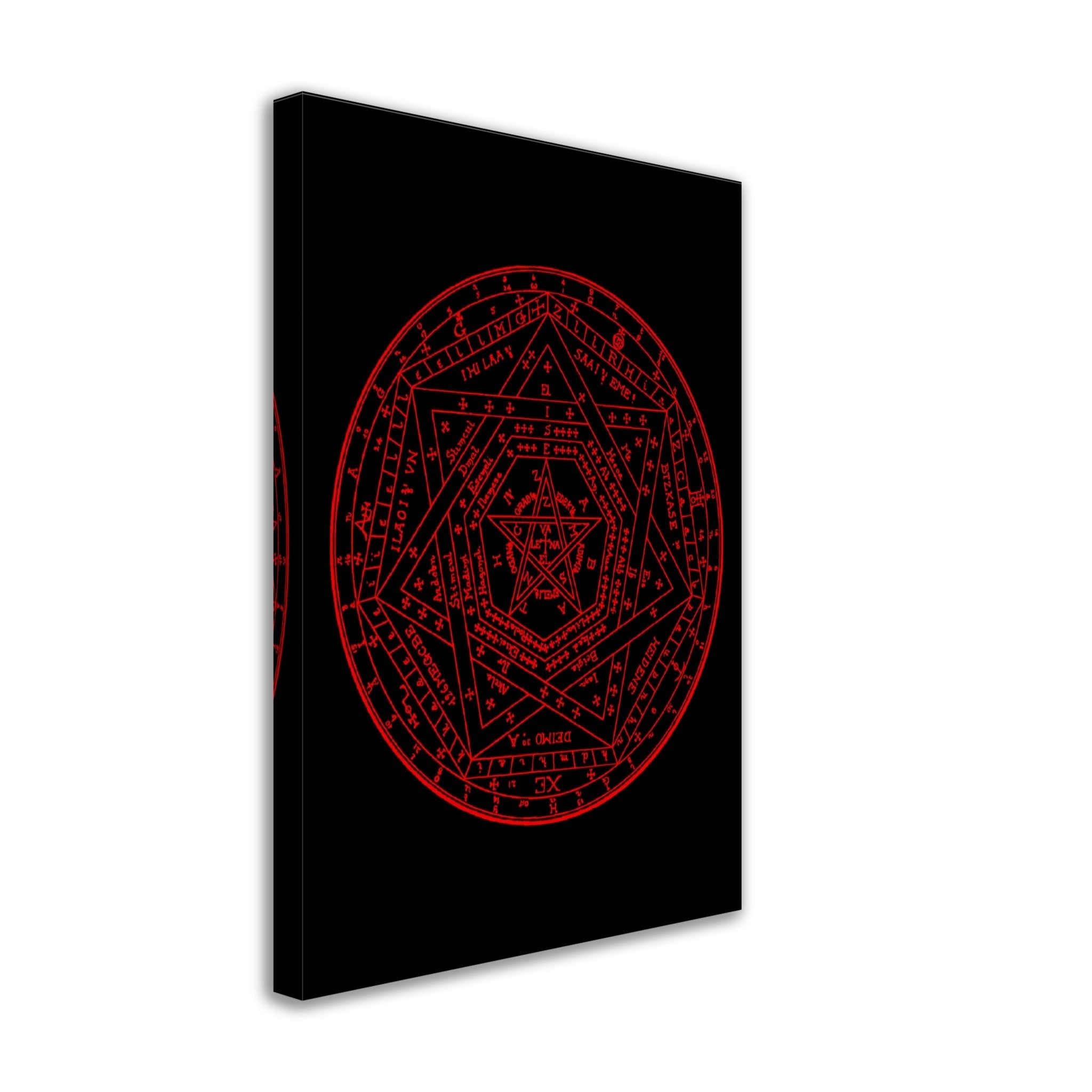 Occult Canvas - Sigillum Dei Red On Black Canvas - Doctor John Dee Sigillum Canvas Print - WallArtPrints4U