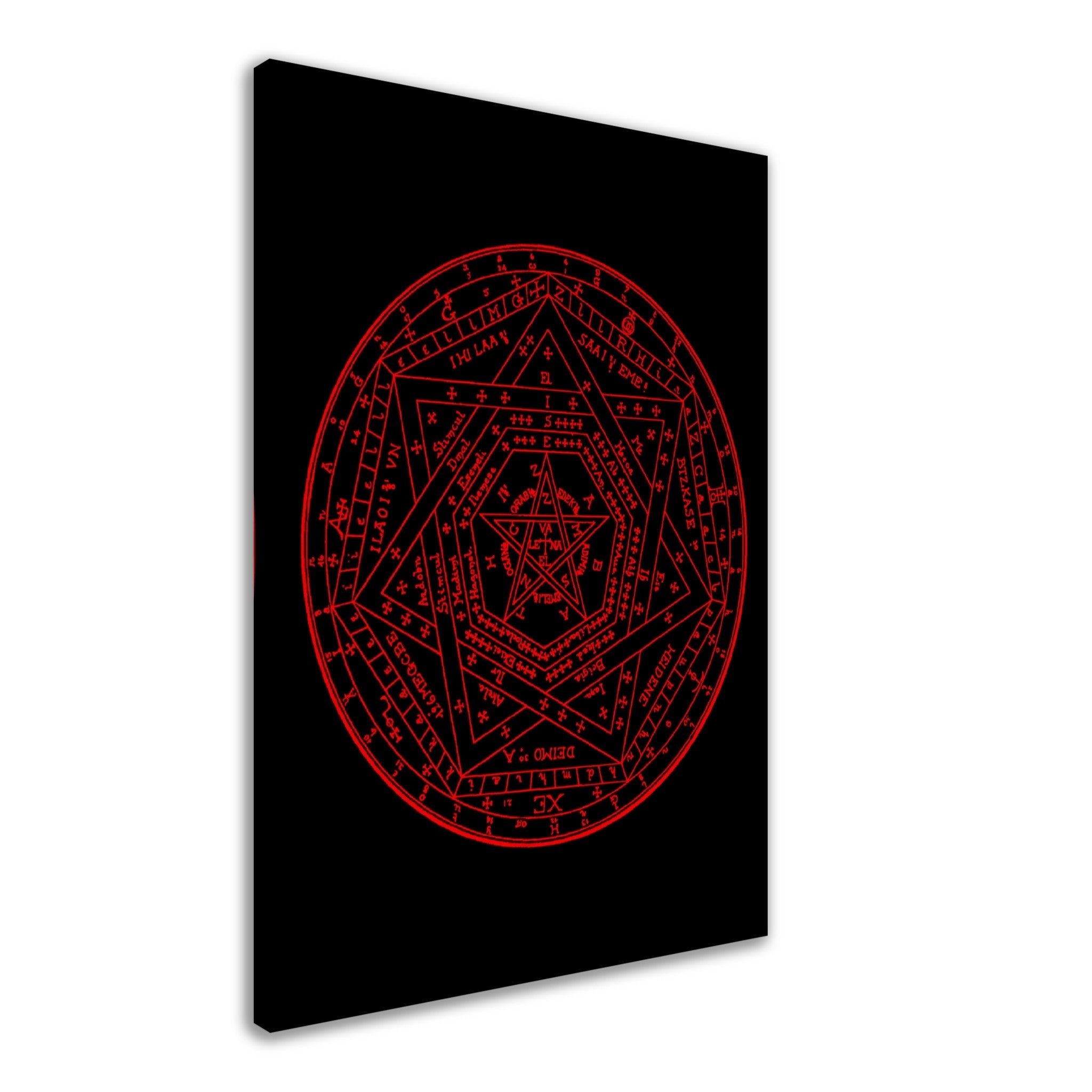 Occult Canvas - Sigillum Dei Red On Black Canvas - Doctor John Dee Sigillum Canvas Print - WallArtPrints4U