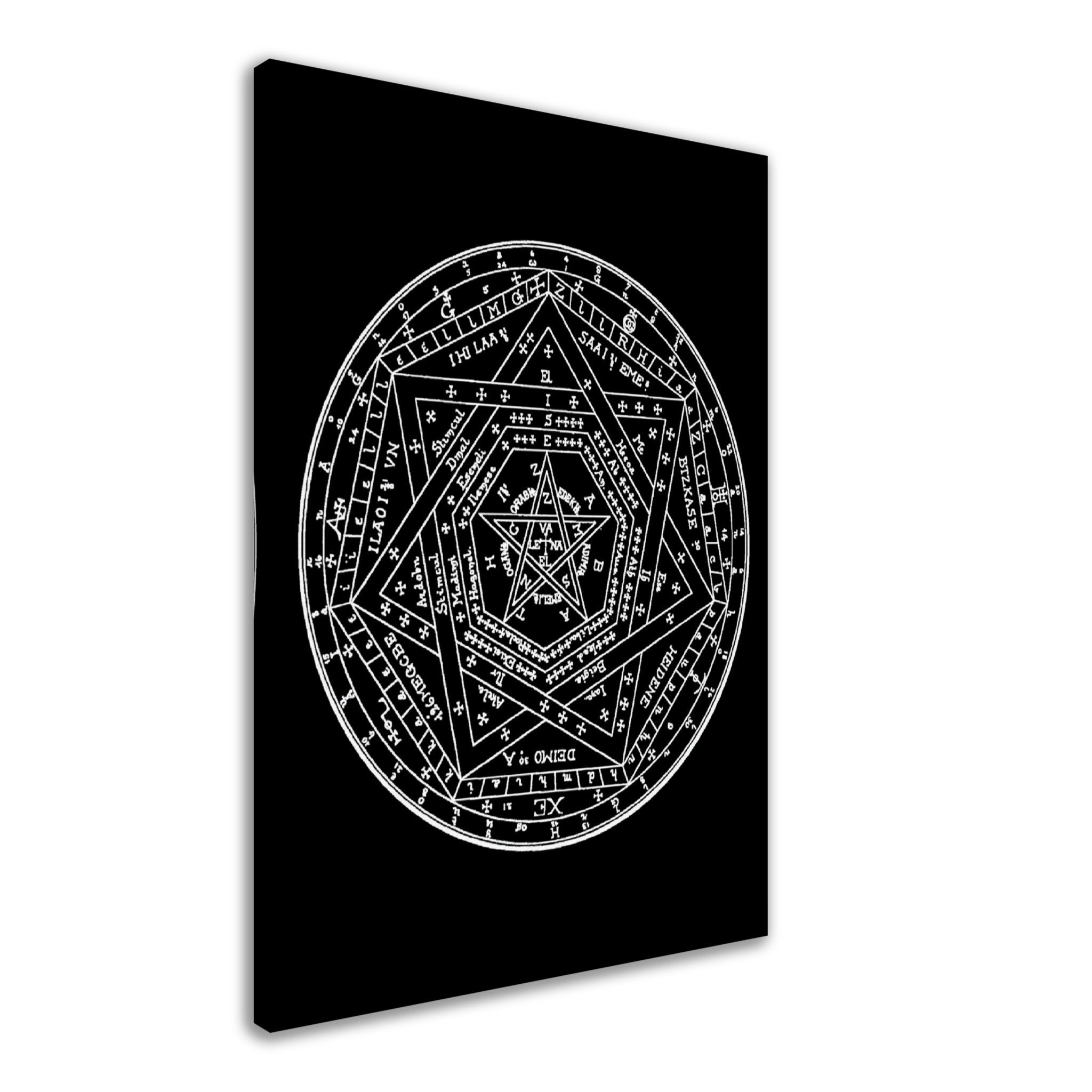 Occult Canvas - Sigillum Dei White On Black Canvas - Doctor John Dee Sigillum Canvas Print - WallArtPrints4U