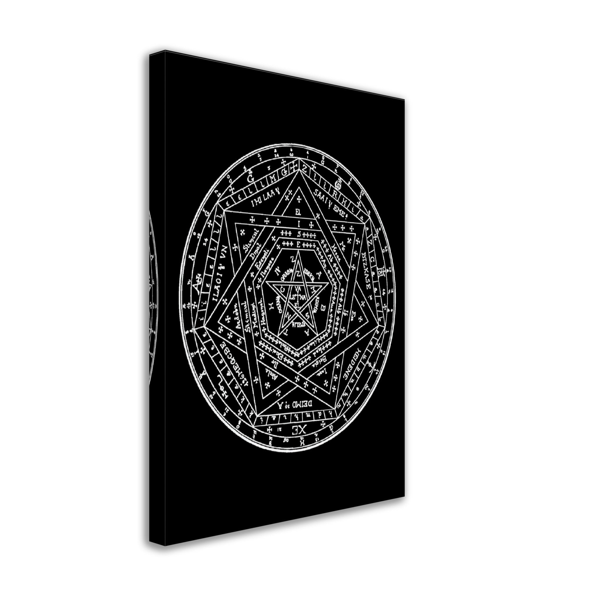 Occult Canvas - Sigillum Dei White On Black Canvas - Doctor John Dee Sigillum Canvas Print - WallArtPrints4U