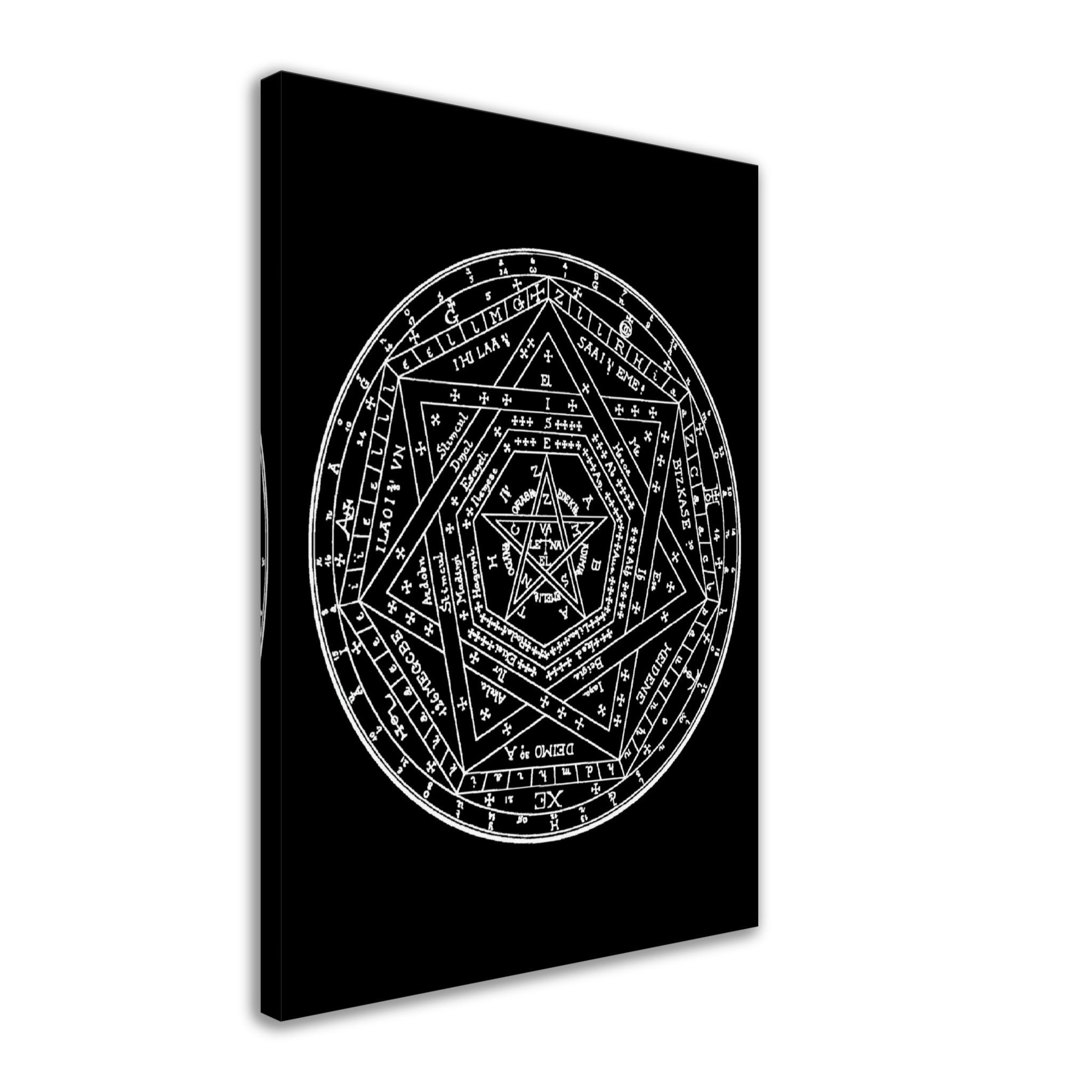 Occult Canvas - Sigillum Dei White On Black Canvas - Doctor John Dee Sigillum Canvas Print - WallArtPrints4U