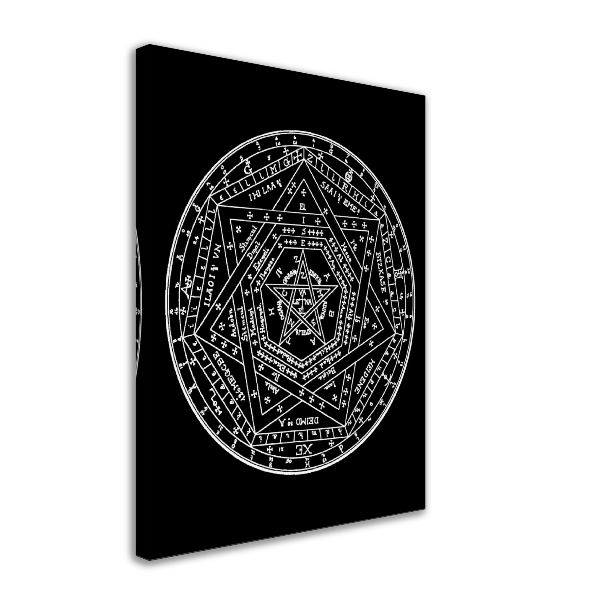 Occult Canvas - Sigillum Dei White On Black Canvas - Doctor John Dee Sigillum Canvas Print - WallArtPrints4U