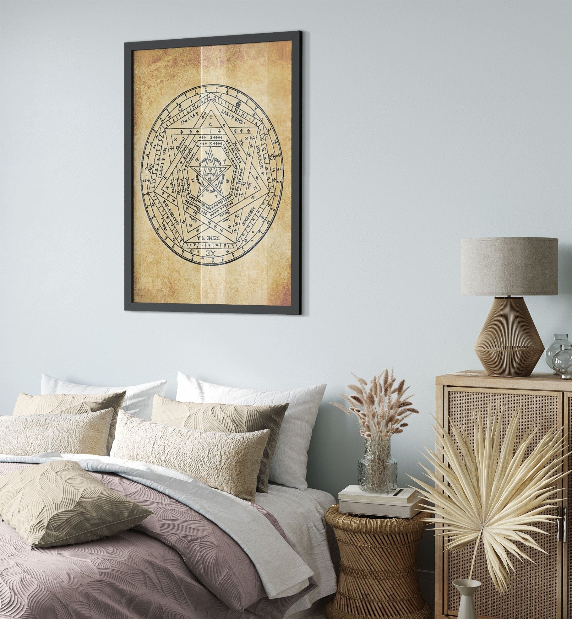 Occult Framed - Sigillum Dei Framed - Doctor John Dee Sigillum Framed Print Aged Parchment UK, EU, USA, AUS Domestic Shipping - WallArtPrints4U