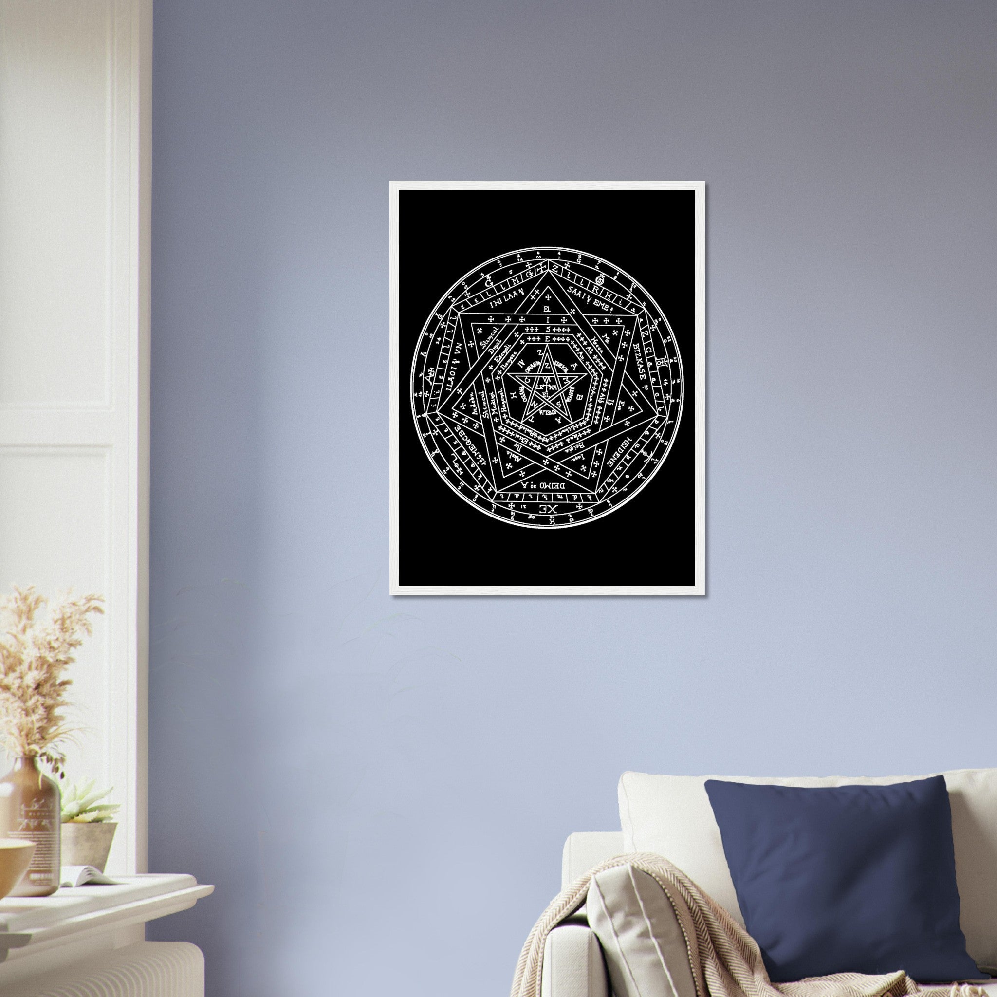 Occult Framed - Sigillum Dei White On Black Framed - Doctor John Dee Sigillum Framed Print UK, EU, USA, AUS Domestic Shipping - WallArtPrints4U