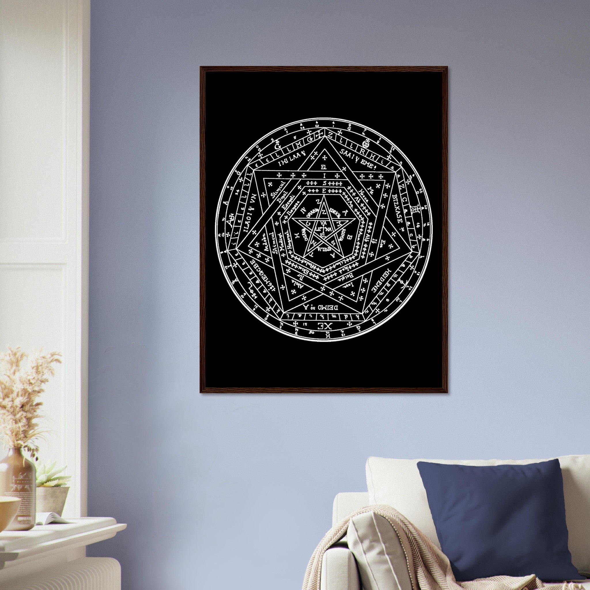 Occult Framed - Sigillum Dei White On Black Framed - Doctor John Dee Sigillum Framed Print UK, EU, USA, AUS Domestic Shipping - WallArtPrints4U