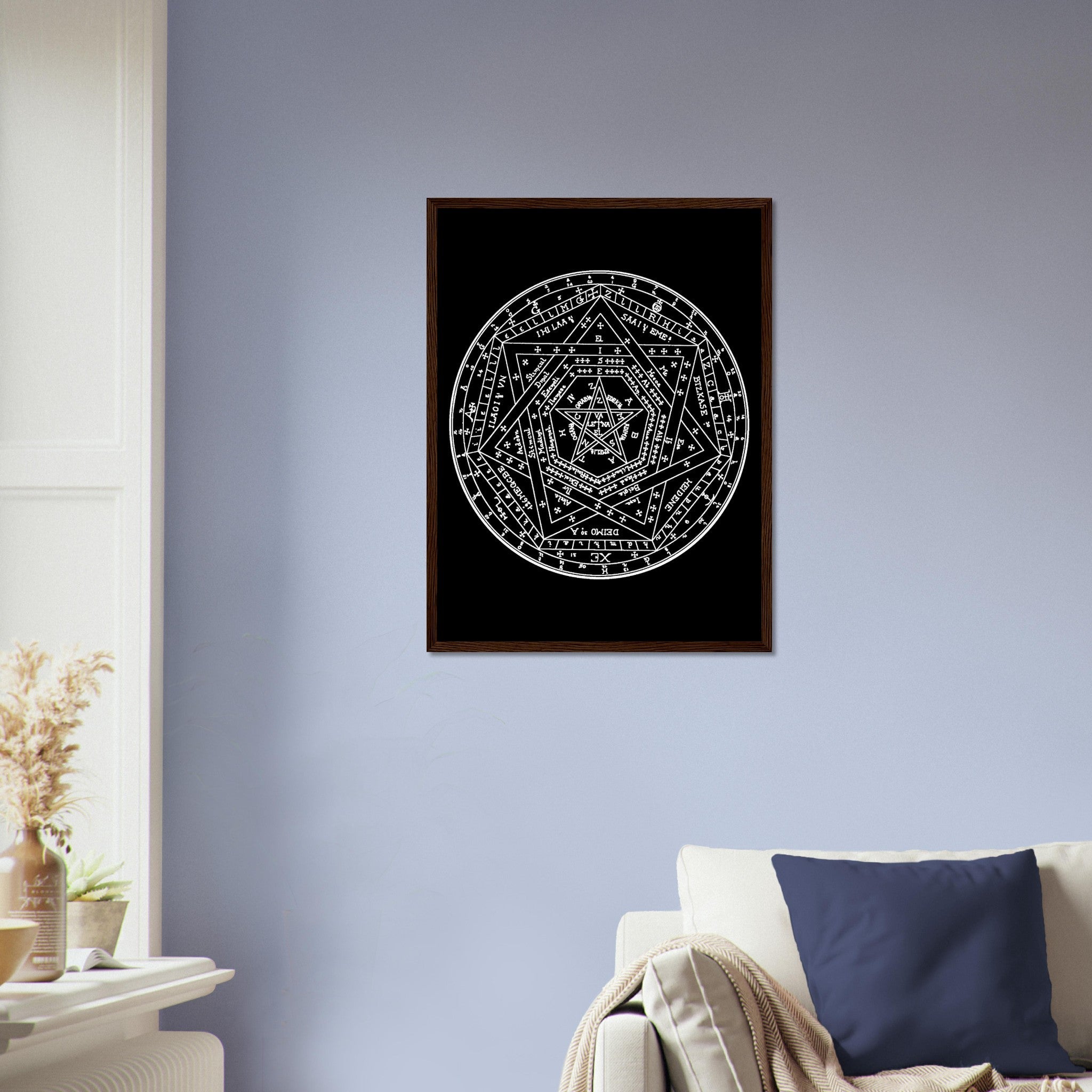 Occult Framed - Sigillum Dei White On Black Framed - Doctor John Dee Sigillum Framed Print UK, EU, USA, AUS Domestic Shipping - WallArtPrints4U