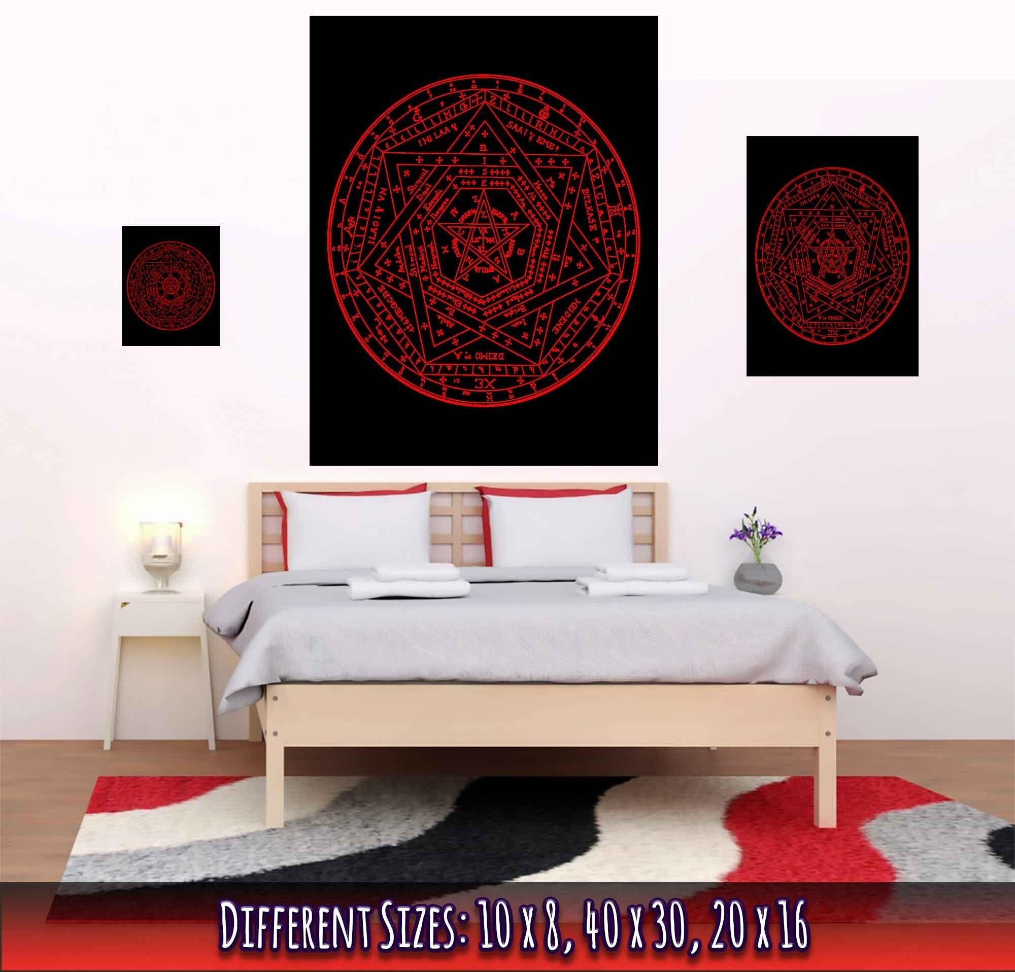 Occult Poster - Sigillum Dei Red On Black Poster - Doctor John Dee Sigillum Print - WallArtPrints4U