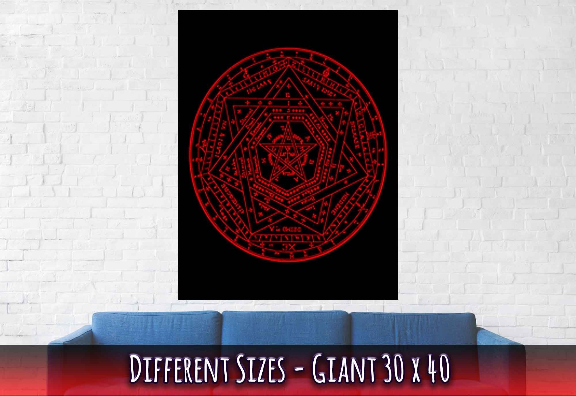 Occult Poster - Sigillum Dei Red On Black Poster - Doctor John Dee Sigillum Print - WallArtPrints4U