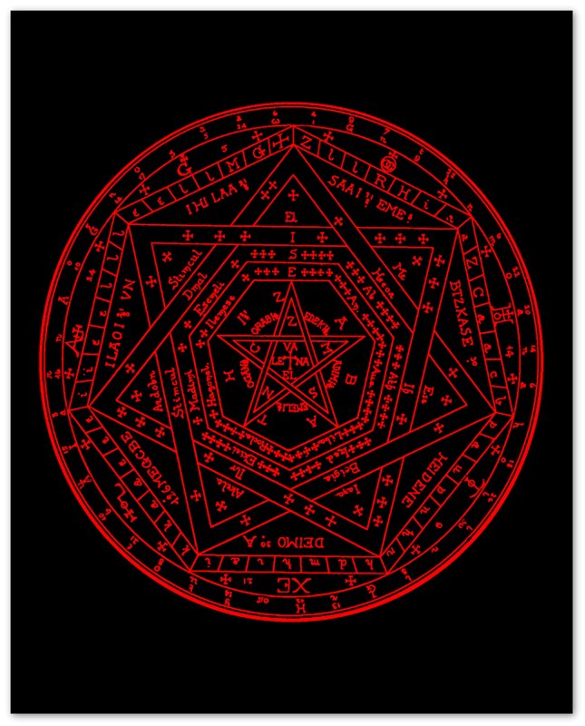 Occult Poster - Sigillum Dei Red On Black Poster - Doctor John Dee Sigillum Print - WallArtPrints4U