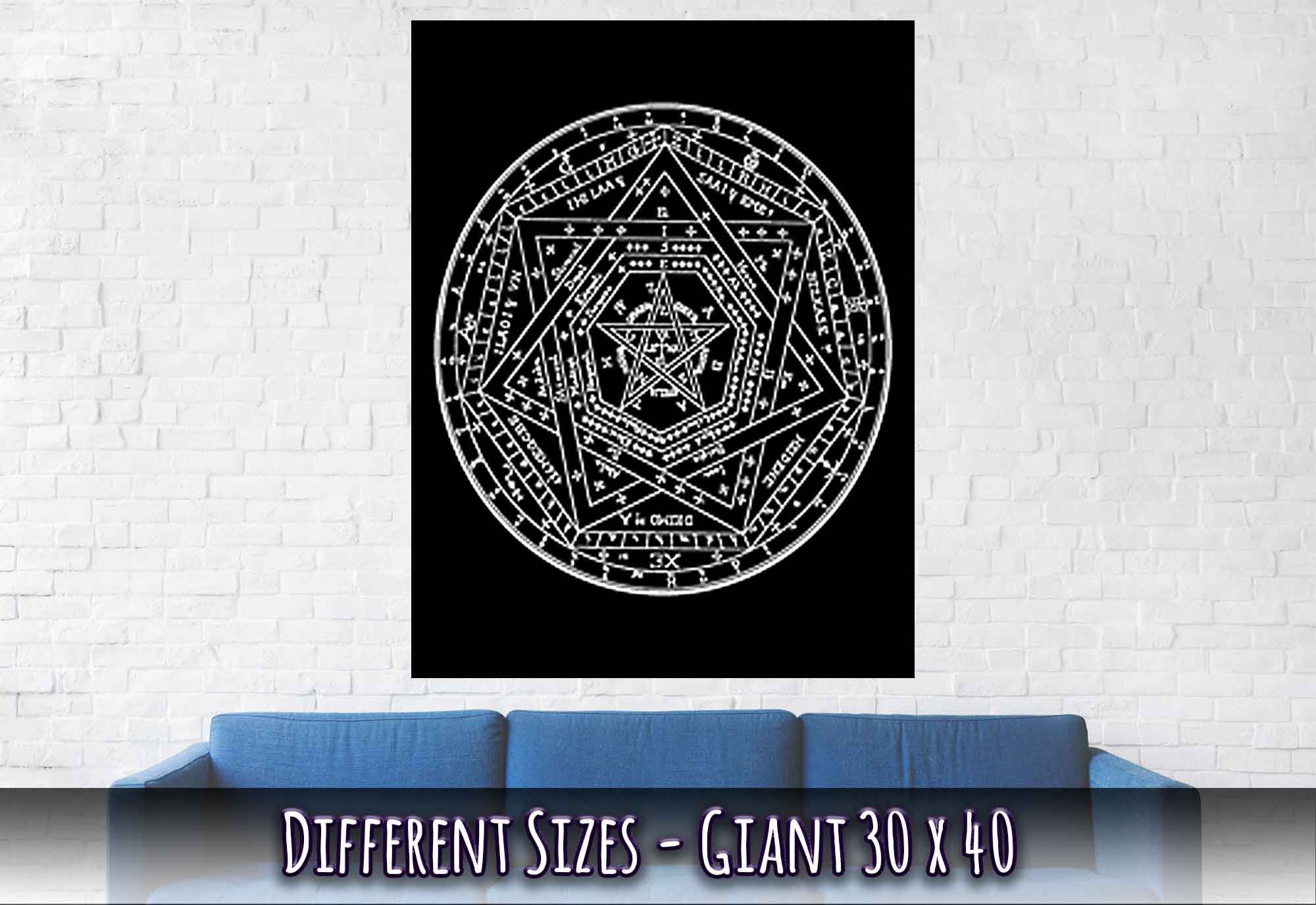 Occult Poster - Sigillum Dei White On Black Poster - Doctor John Dee Sigillum Print - WallArtPrints4U