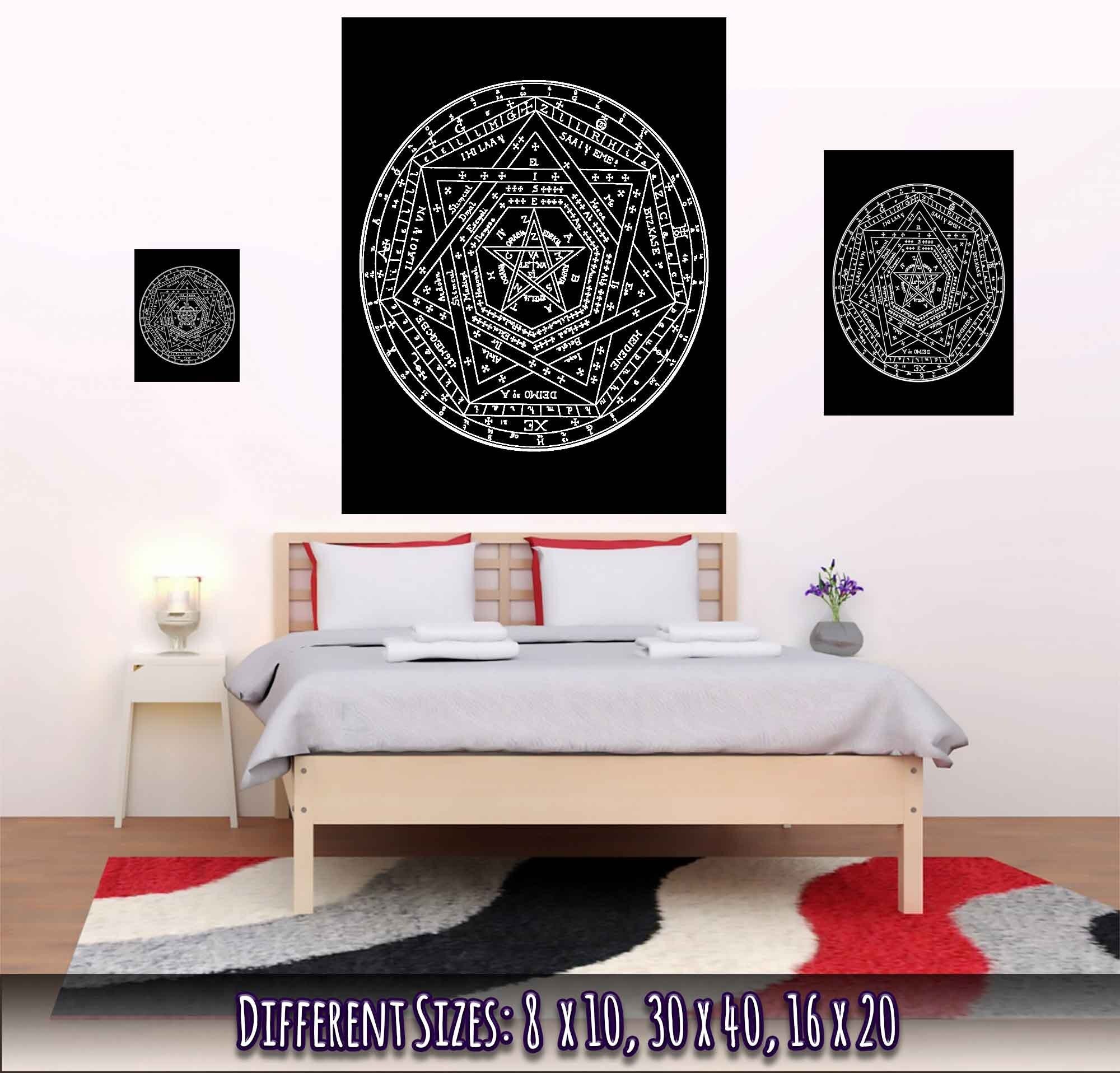 Occult Poster - Sigillum Dei White On Black Poster - Doctor John Dee Sigillum Print - WallArtPrints4U