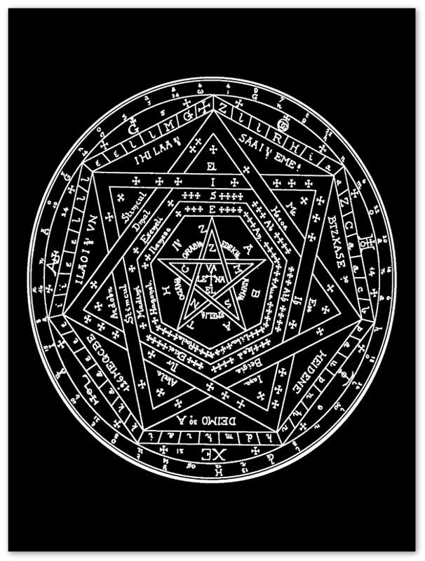 Occult Poster - Sigillum Dei White On Black Poster - Doctor John Dee Sigillum Print - WallArtPrints4U