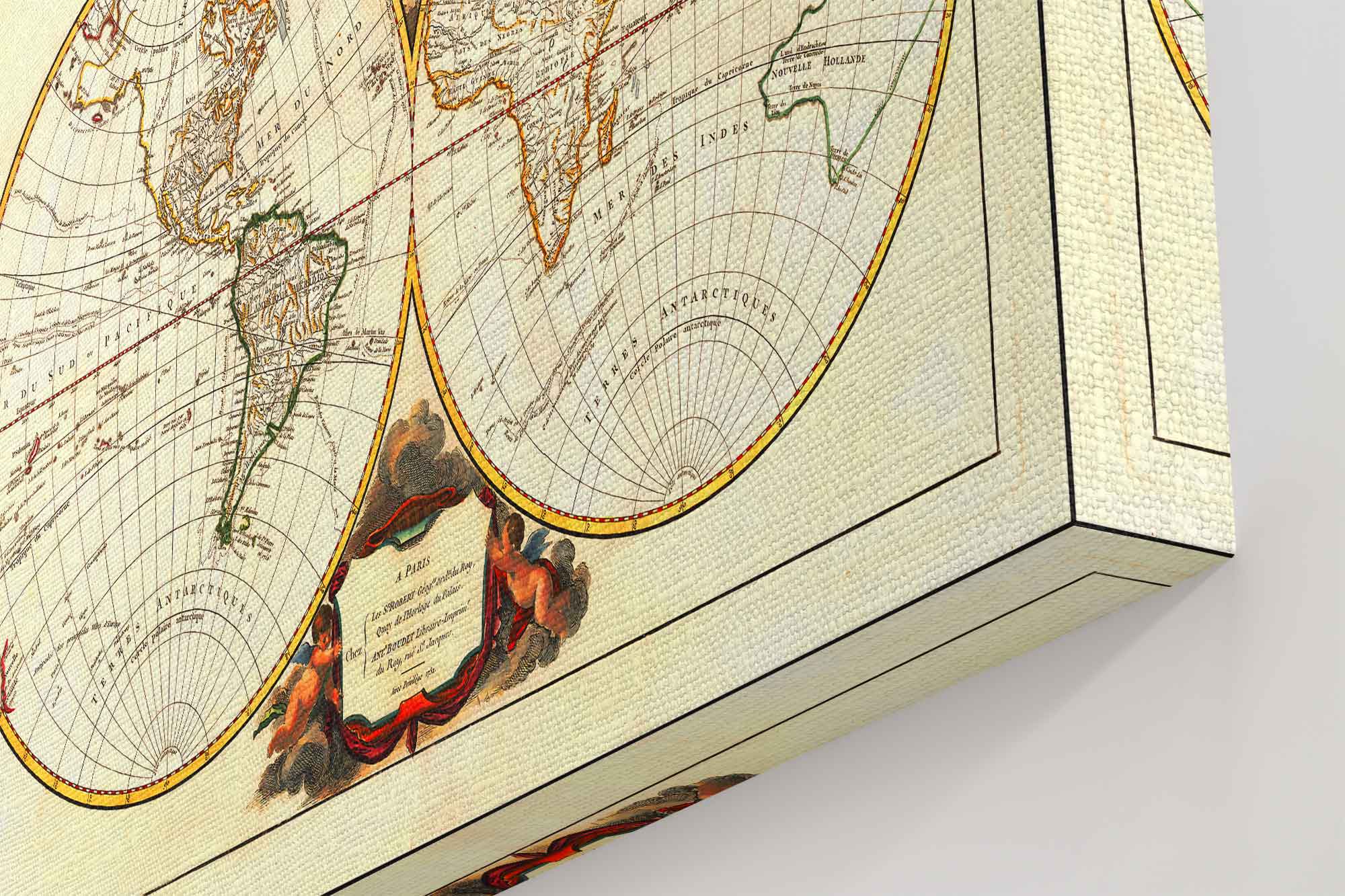 Old World Map Canvas Print, Vintage World Map Print From 1752 - Mappemonde Du Globe - Gilles Robert De Vaugondy - WallArtPrints4U