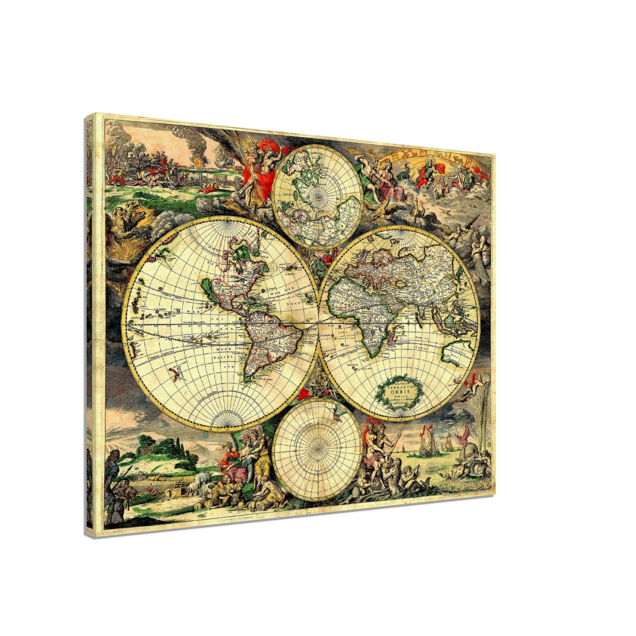Old World Map Canvas, Vintage World Map Canvas Print From 1689, Terrarum Orbis Tabula Amstelodami, Gerard Van Schagen - WallArtPrints4U