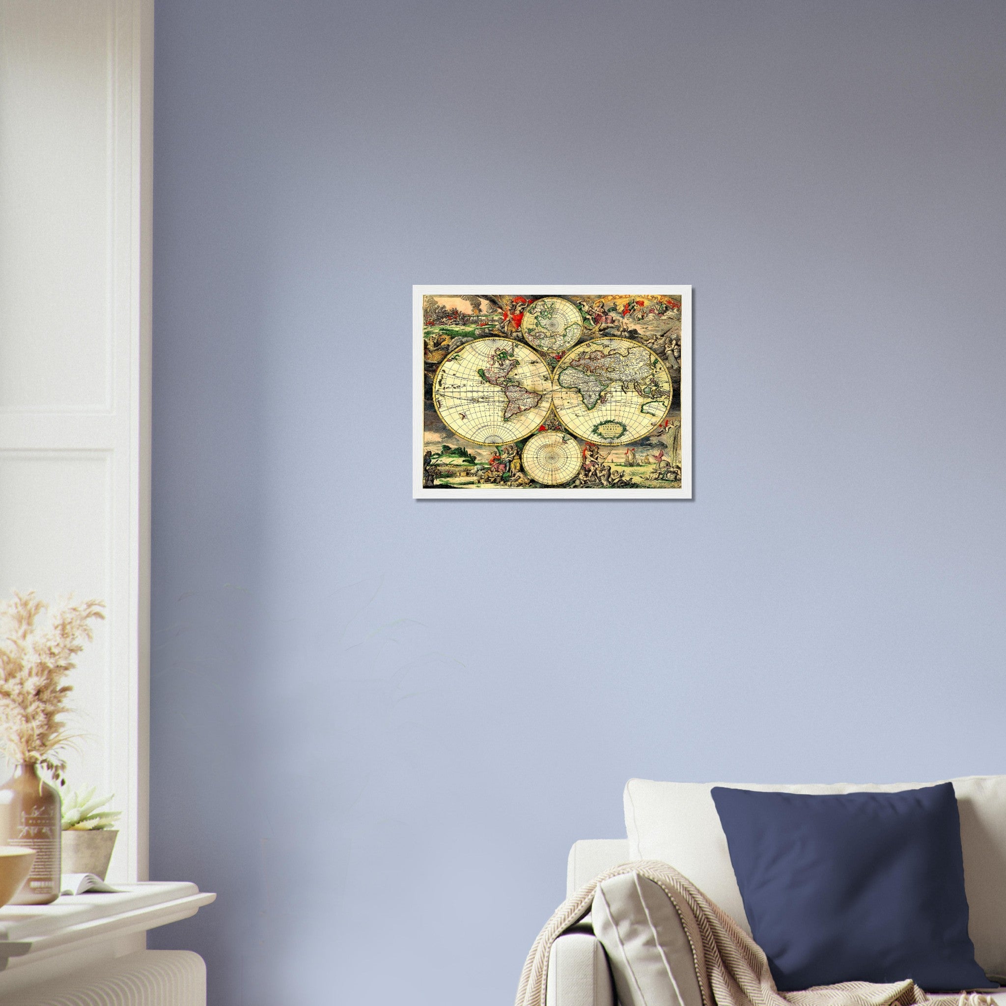 Old World Map Framed Print, Vintage World Map Print From 1752 - Mappemonde Du Globe - Gilles Robert De Vaugondy - WallArtPrints4U