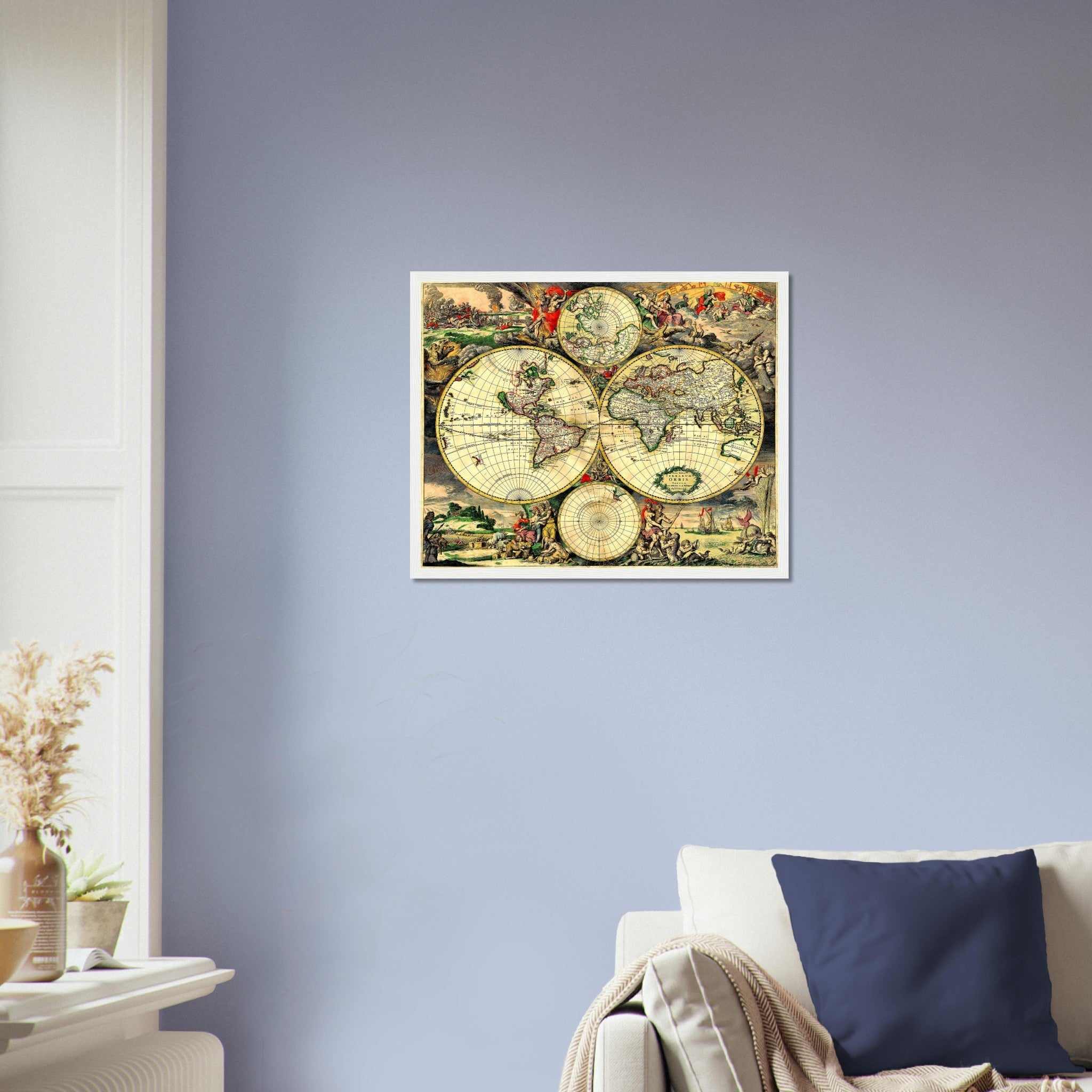 Old World Map Framed Print, Vintage World Map Print From 1752 - Mappemonde Du Globe - Gilles Robert De Vaugondy - WallArtPrints4U
