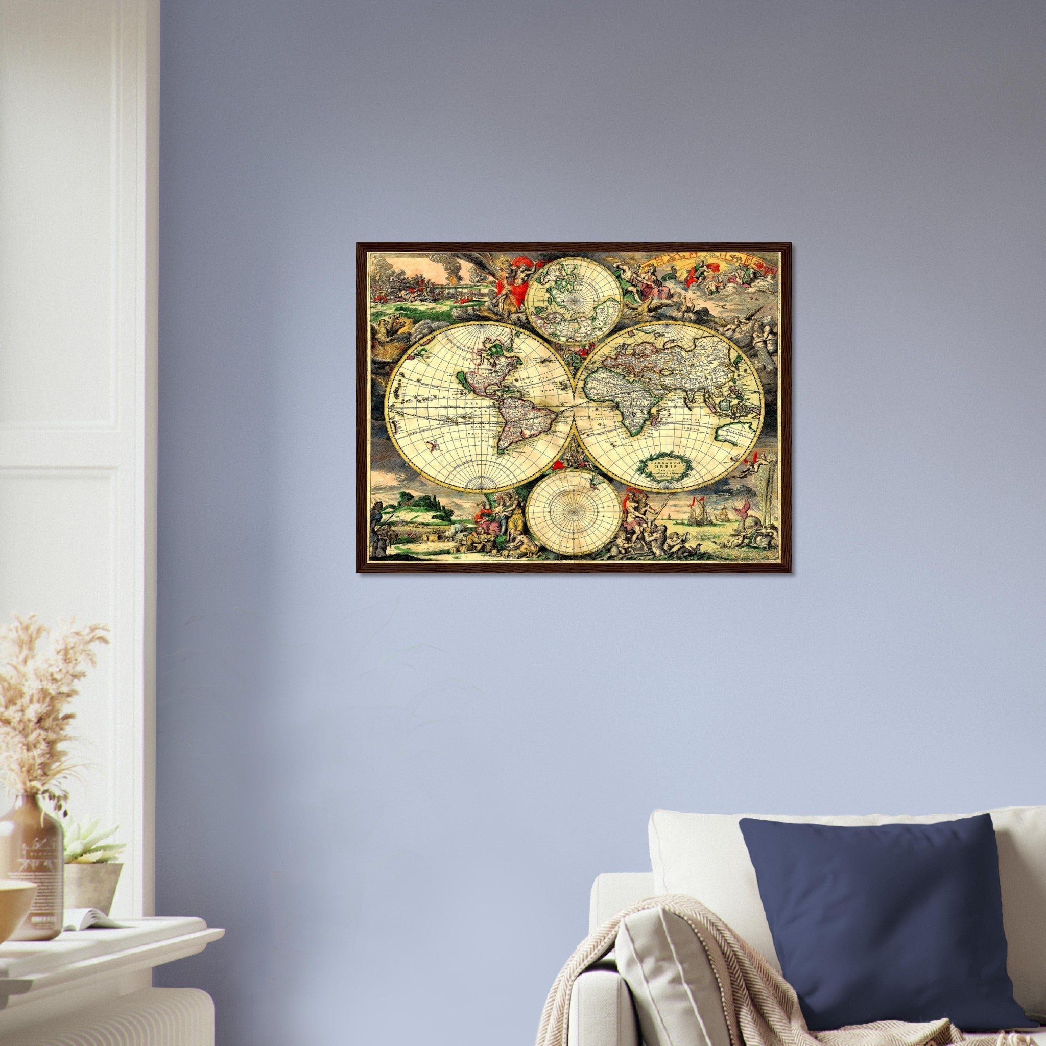 Old World Map Framed Print, Vintage World Map Print From 1752 - Mappemonde Du Globe - Gilles Robert De Vaugondy - WallArtPrints4U