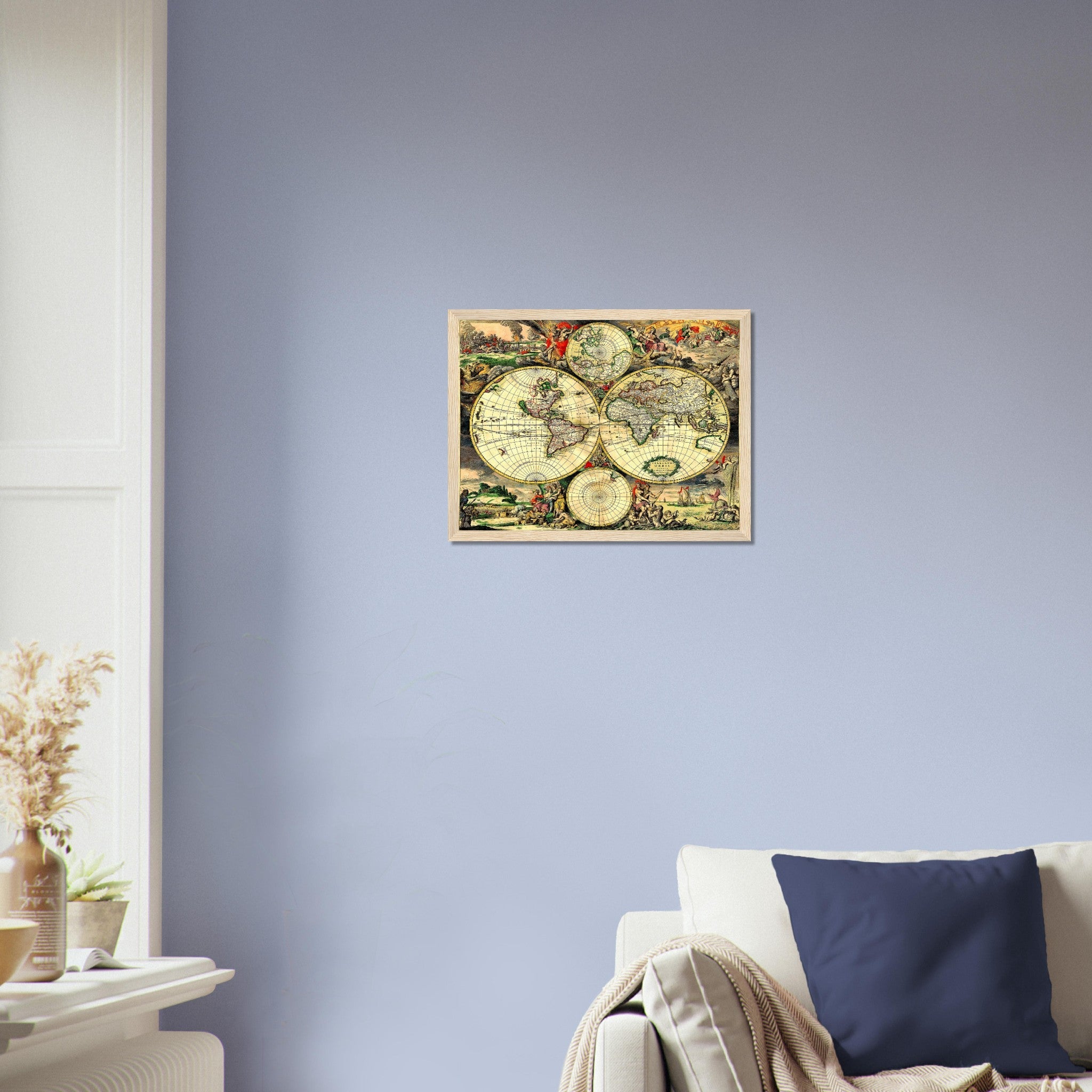 Old World Map Framed Print, Vintage World Map Print From 1752 - Mappemonde Du Globe - Gilles Robert De Vaugondy - WallArtPrints4U