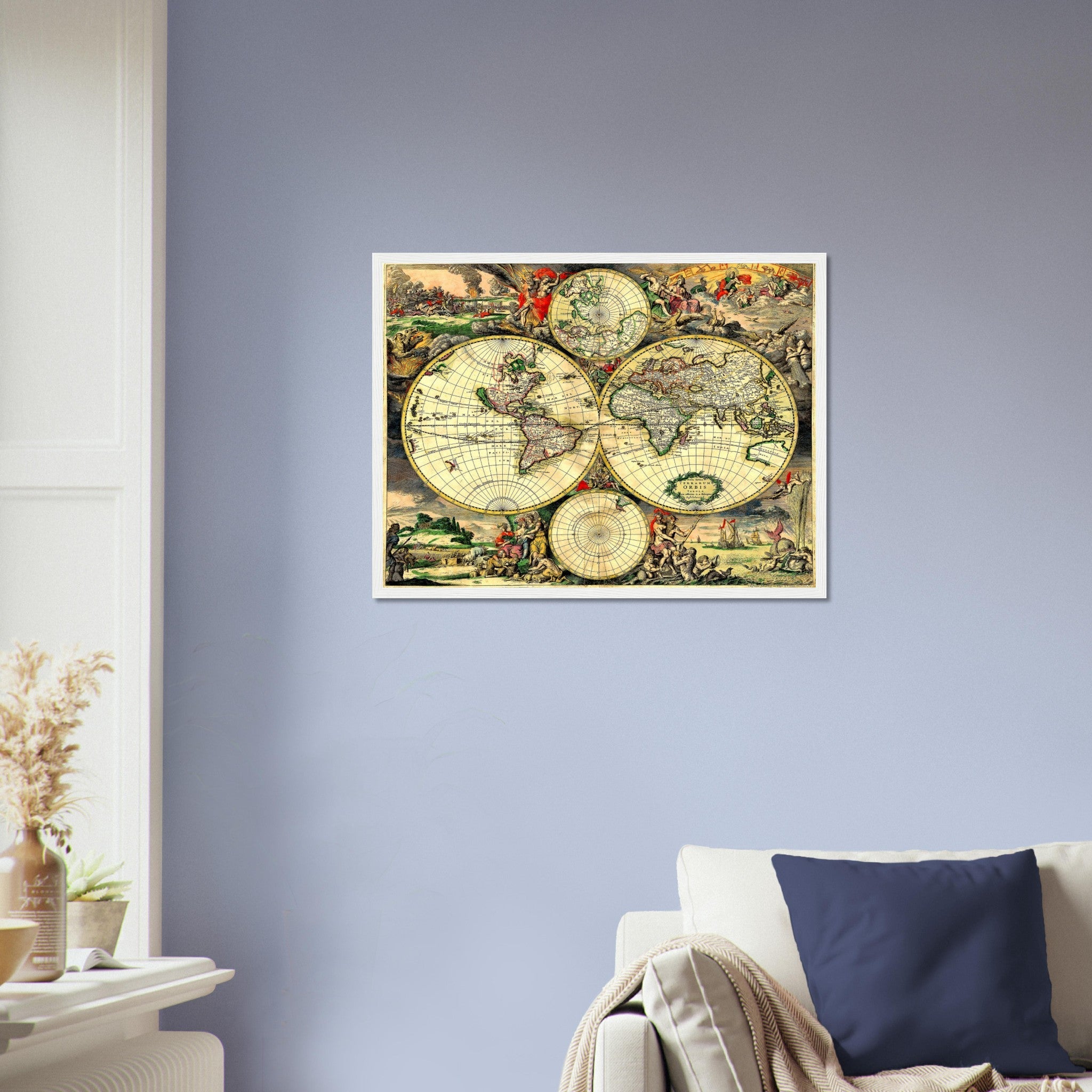 Old World Map Framed Print, Vintage World Map Print From 1752 - Mappemonde Du Globe - Gilles Robert De Vaugondy - WallArtPrints4U