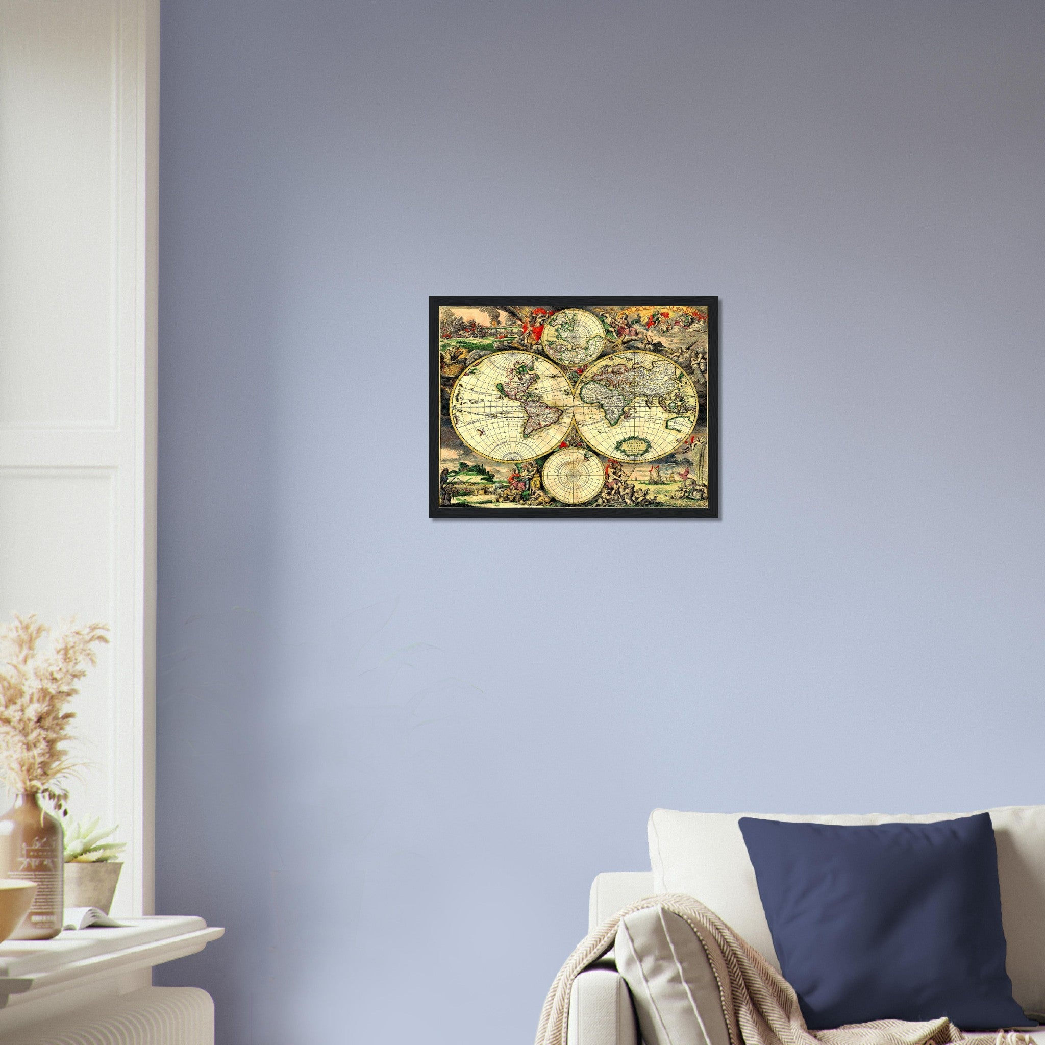 Old World Map Framed Print, Vintage World Map Print From 1752 - Mappemonde Du Globe - Gilles Robert De Vaugondy - WallArtPrints4U