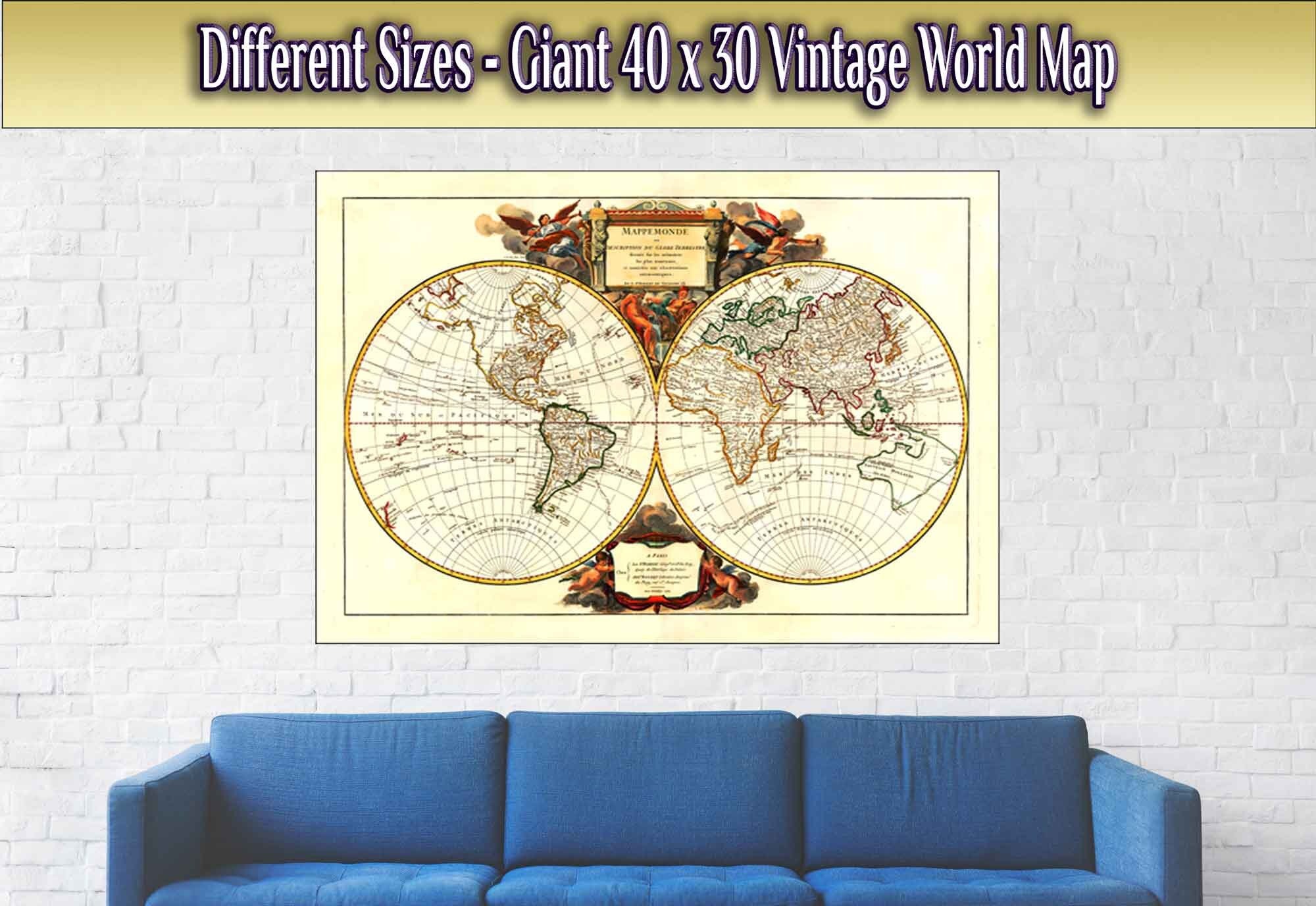 Old World Map Poster, Vintage World Map Print From 1752 - Mappemonde Du Globe - Gilles Robert De Vaugondy - WallArtPrints4U