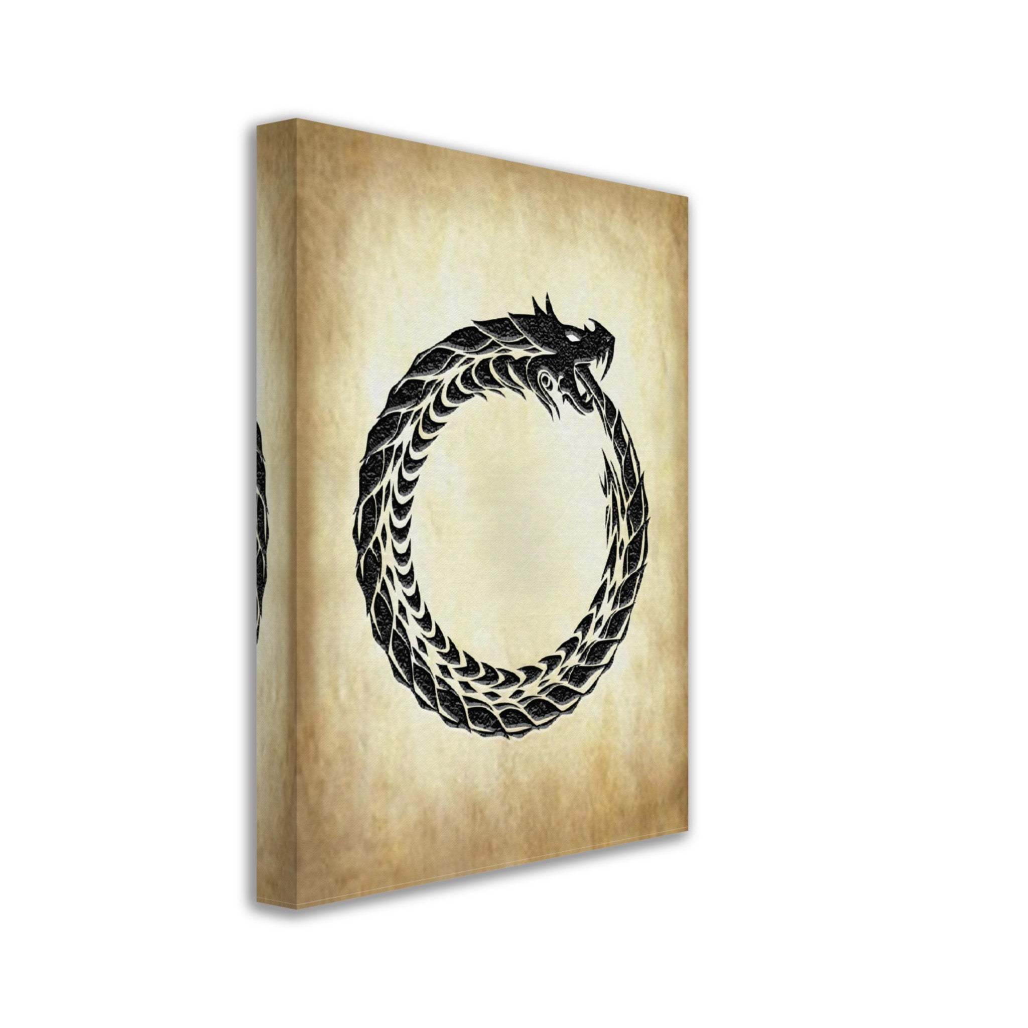 Ouroboros Canvas - World Snake Canvas - Uroboros Canvas Print Aged Parchment - WallArtPrints4U