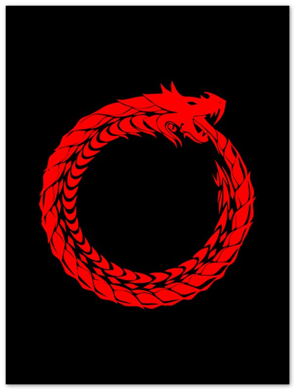 Ouroboros Poster - World Snake Poster Red - Uroboros Print Red On Black - WallArtPrints4U