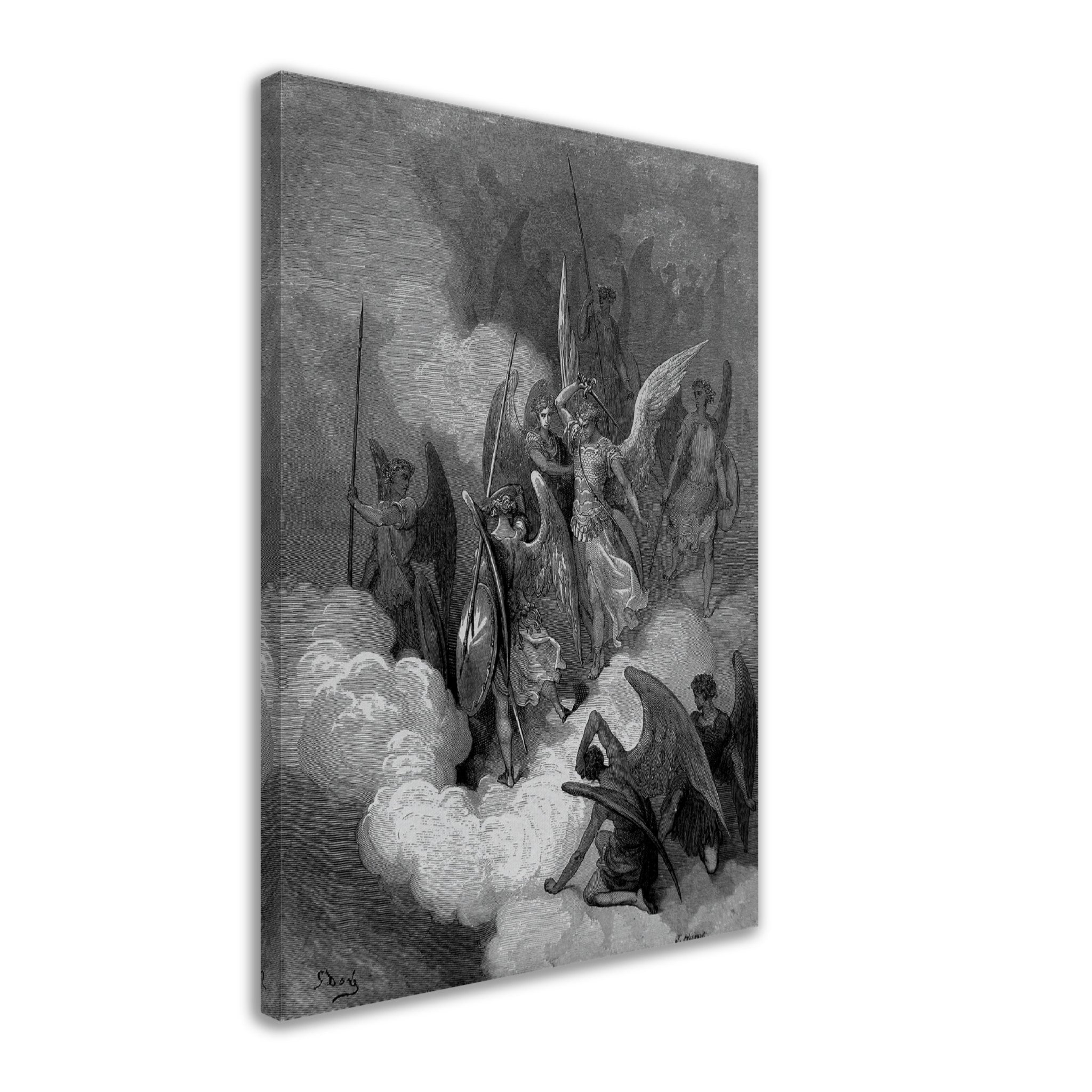 Paradise Lost Canvas Angel Abdiel Attacks Satan Gustav Dore Canvas Print - WallArtPrints4U