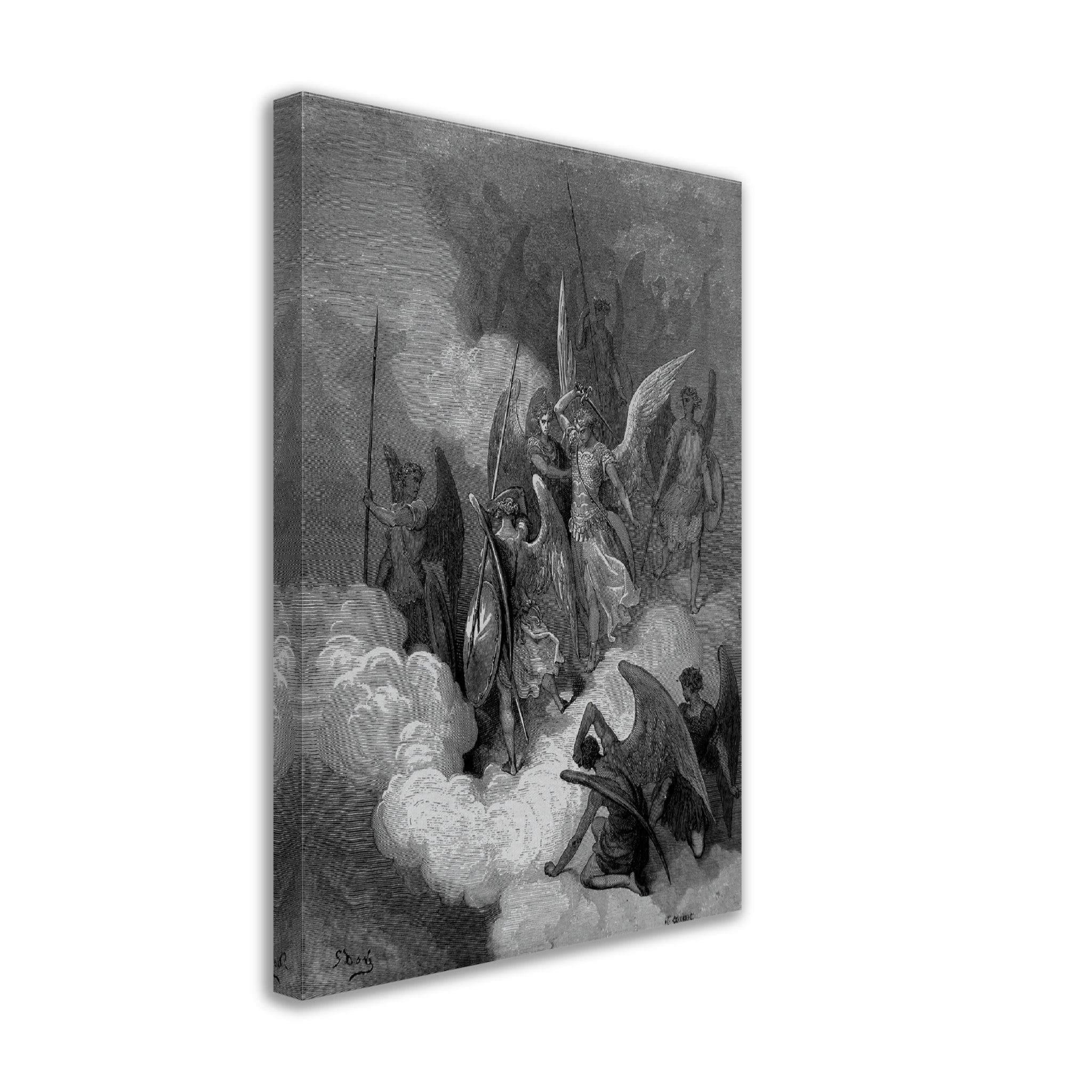 Paradise Lost Canvas Angel Abdiel Attacks Satan Gustav Dore Canvas Print - WallArtPrints4U