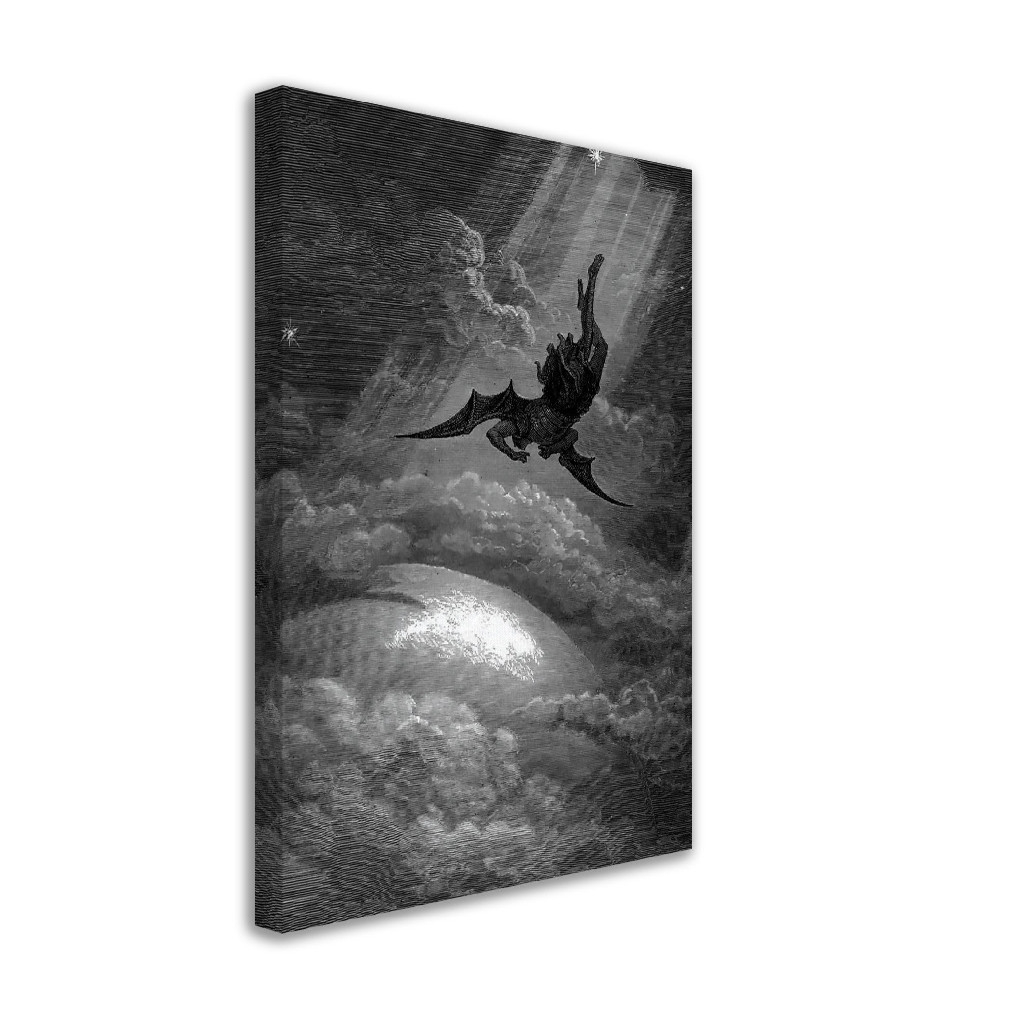 Paradise Lost Canvas, Lucifer Cast From Heaven, Gustav Dore Canvas - Paradise Lost Illustration Canvas Print - WallArtPrints4U