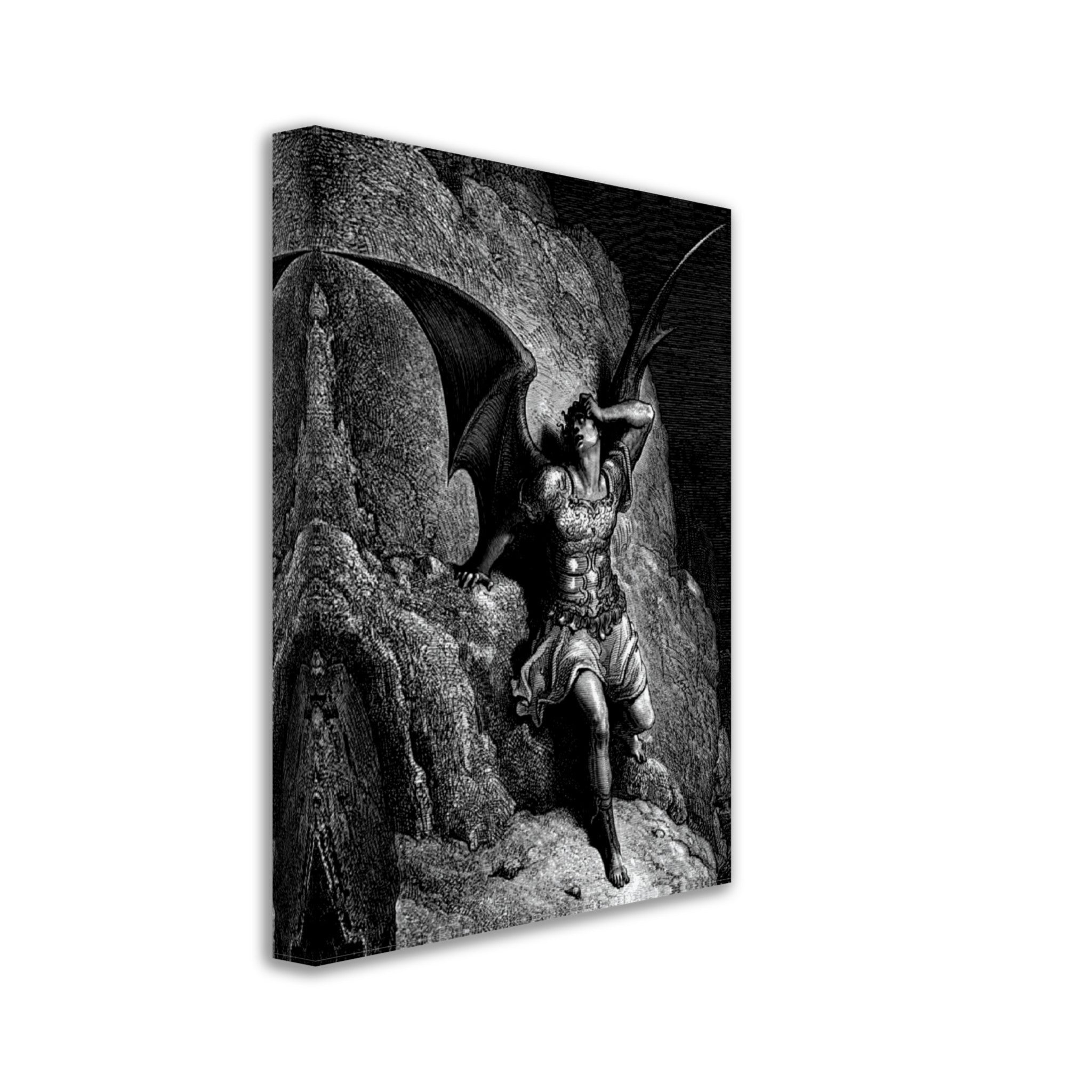 Paradise Lost Canvas, Lucifer's Descent Into Satan, Gustav Dore Canvas - Paradise Lost Illustration Canvas Print - WallArtPrints4U