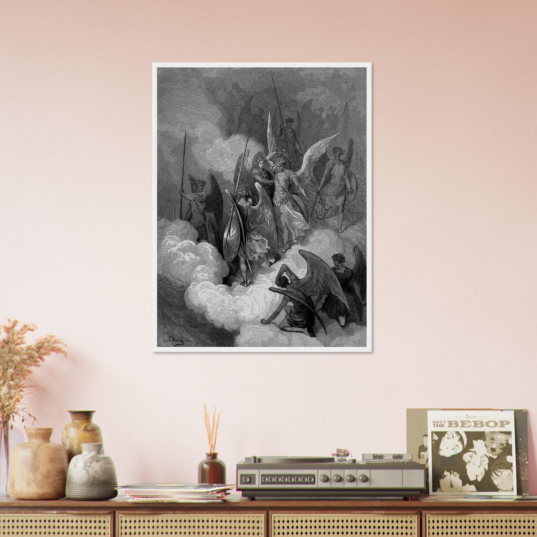 Paradise Lost Framed Angel Abdiel Attacks Satan Gustav Dore Framed Print - WallArtPrints4U