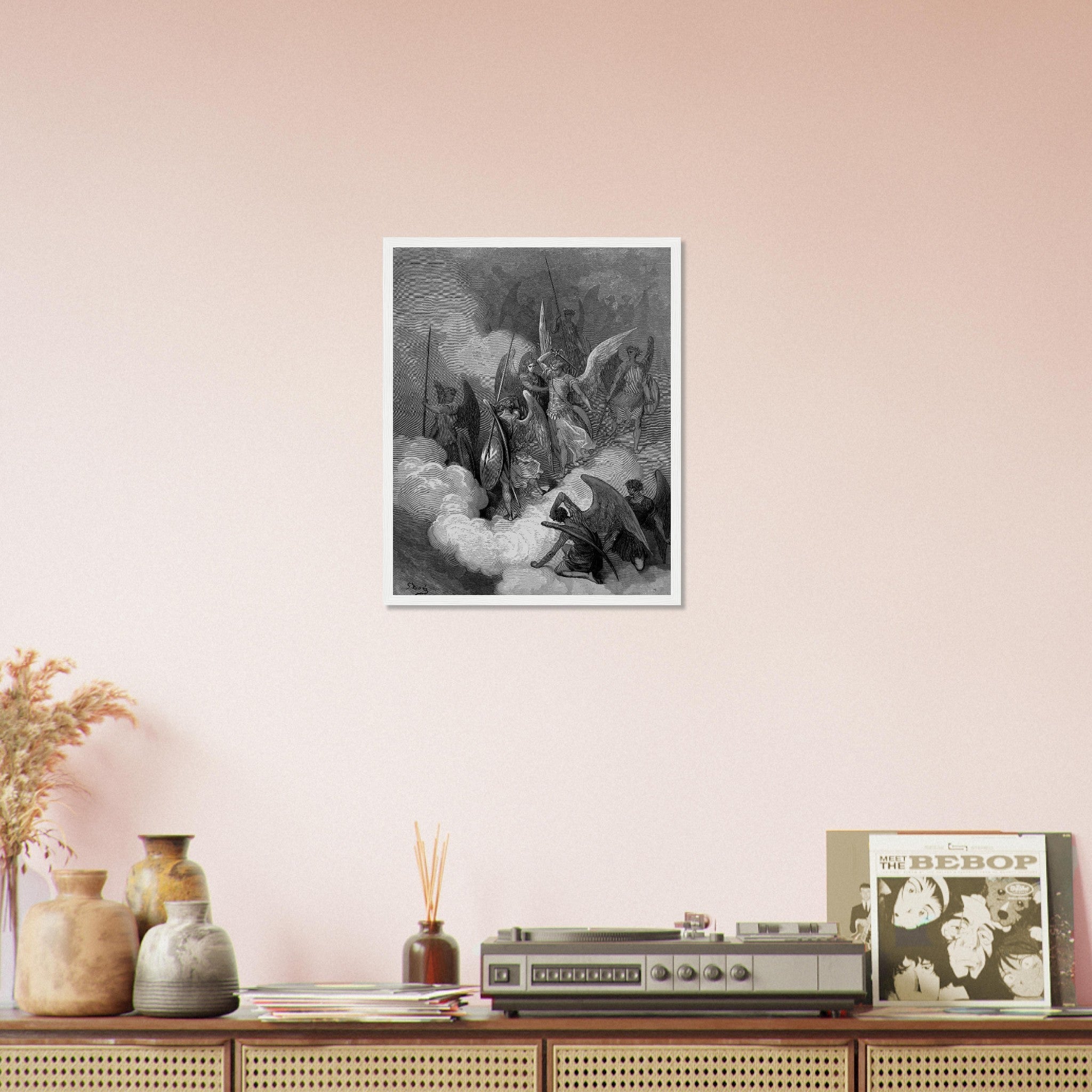 Paradise Lost Framed Angel Abdiel Attacks Satan Gustav Dore Framed Print - WallArtPrints4U