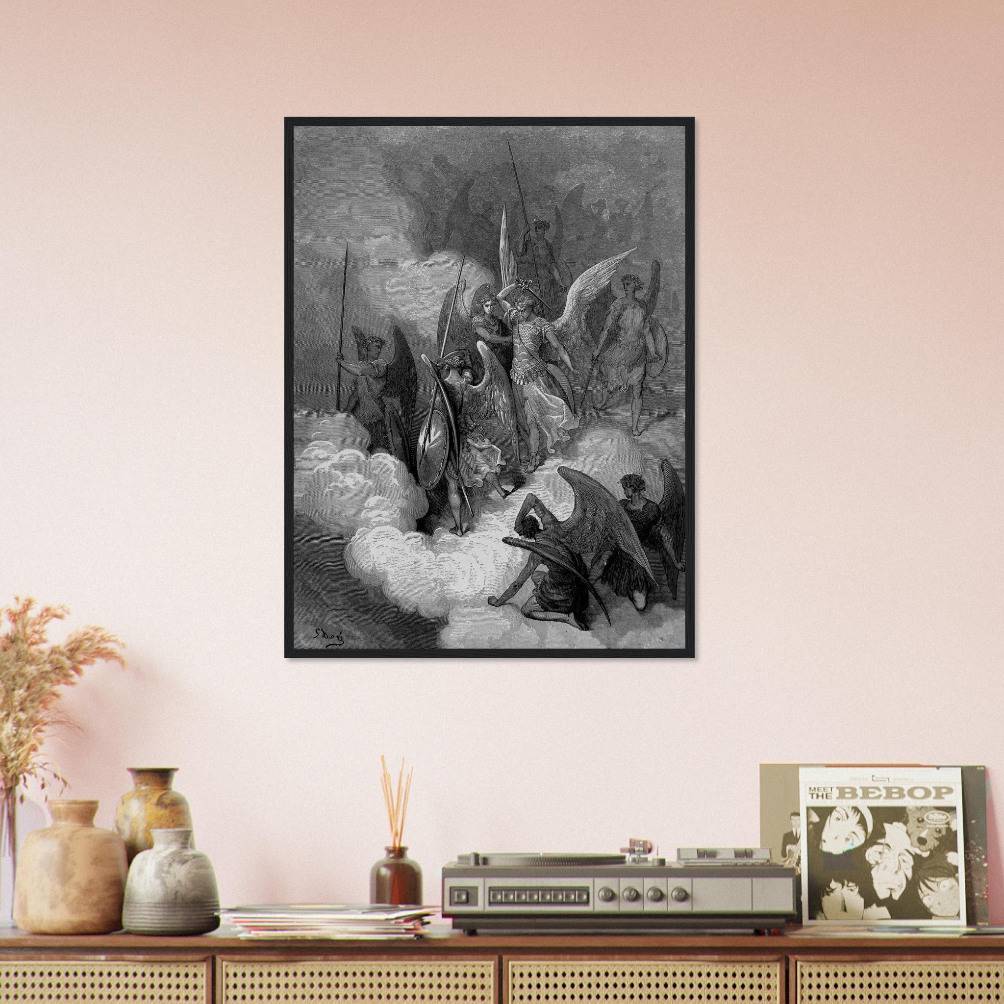 Paradise Lost Framed Angel Abdiel Attacks Satan Gustav Dore Framed Print - WallArtPrints4U