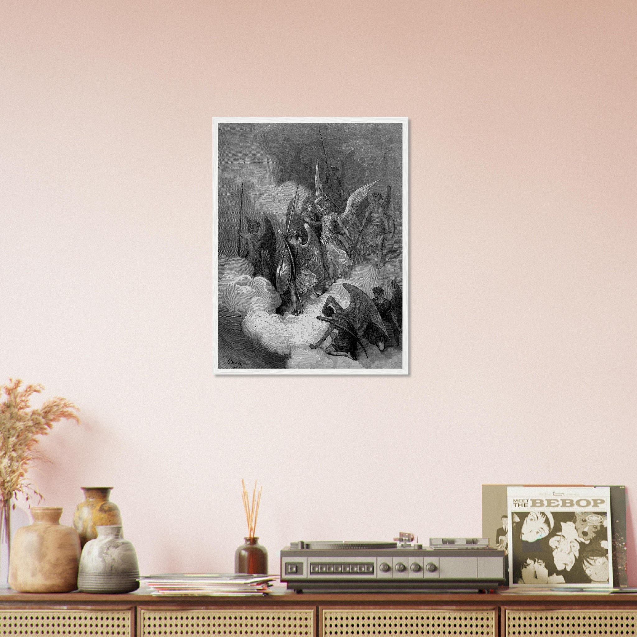 Paradise Lost Framed Angel Abdiel Attacks Satan Gustav Dore Framed Print - WallArtPrints4U