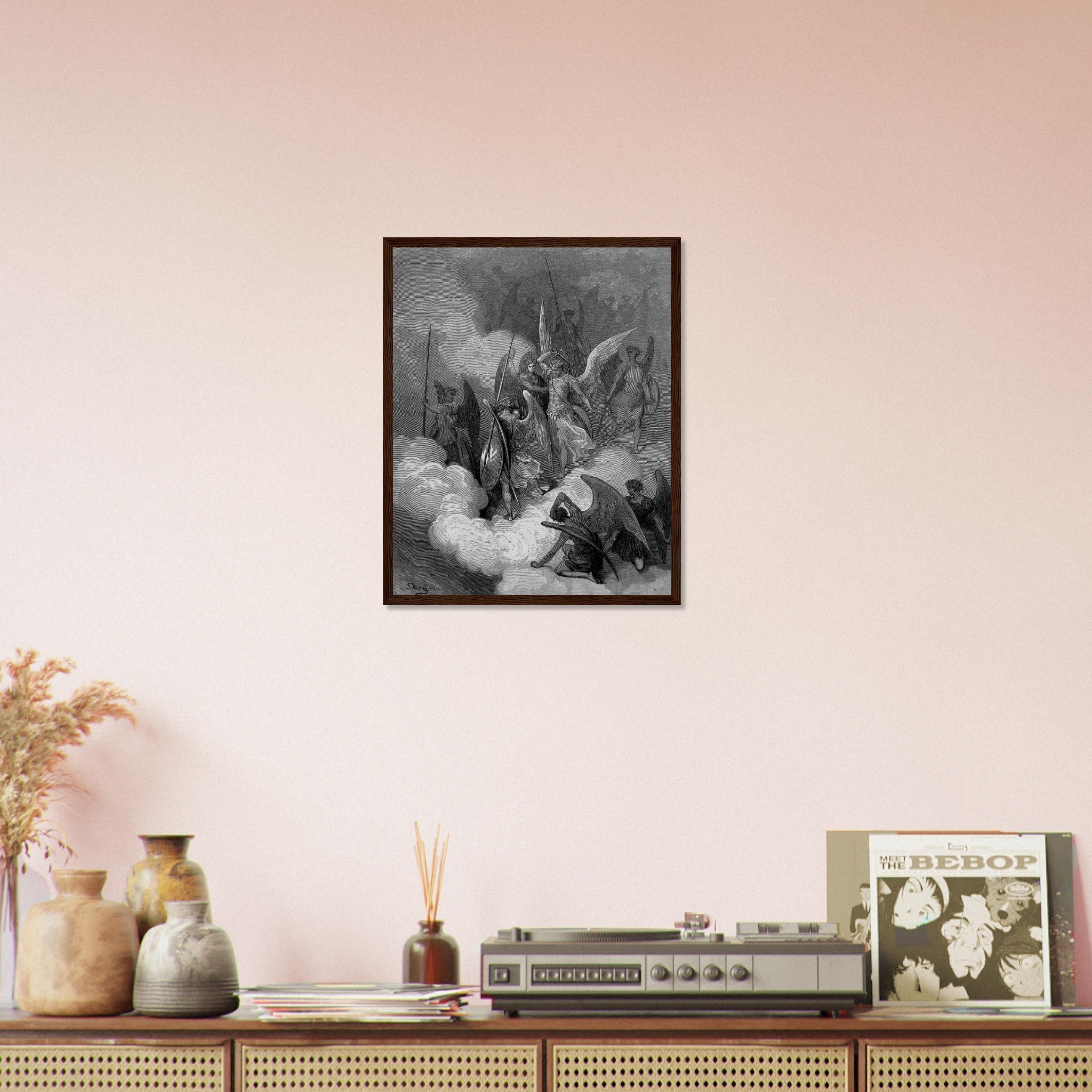 Paradise Lost Framed Angel Abdiel Attacks Satan Gustav Dore Framed Print - WallArtPrints4U