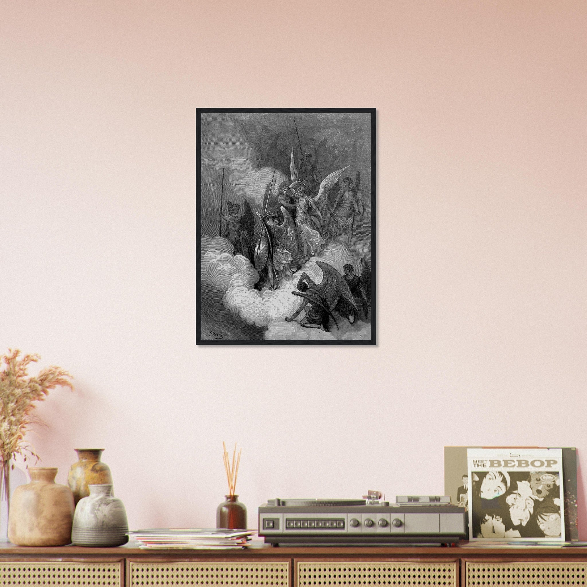 Paradise Lost Framed Angel Abdiel Attacks Satan Gustav Dore Framed Print - WallArtPrints4U