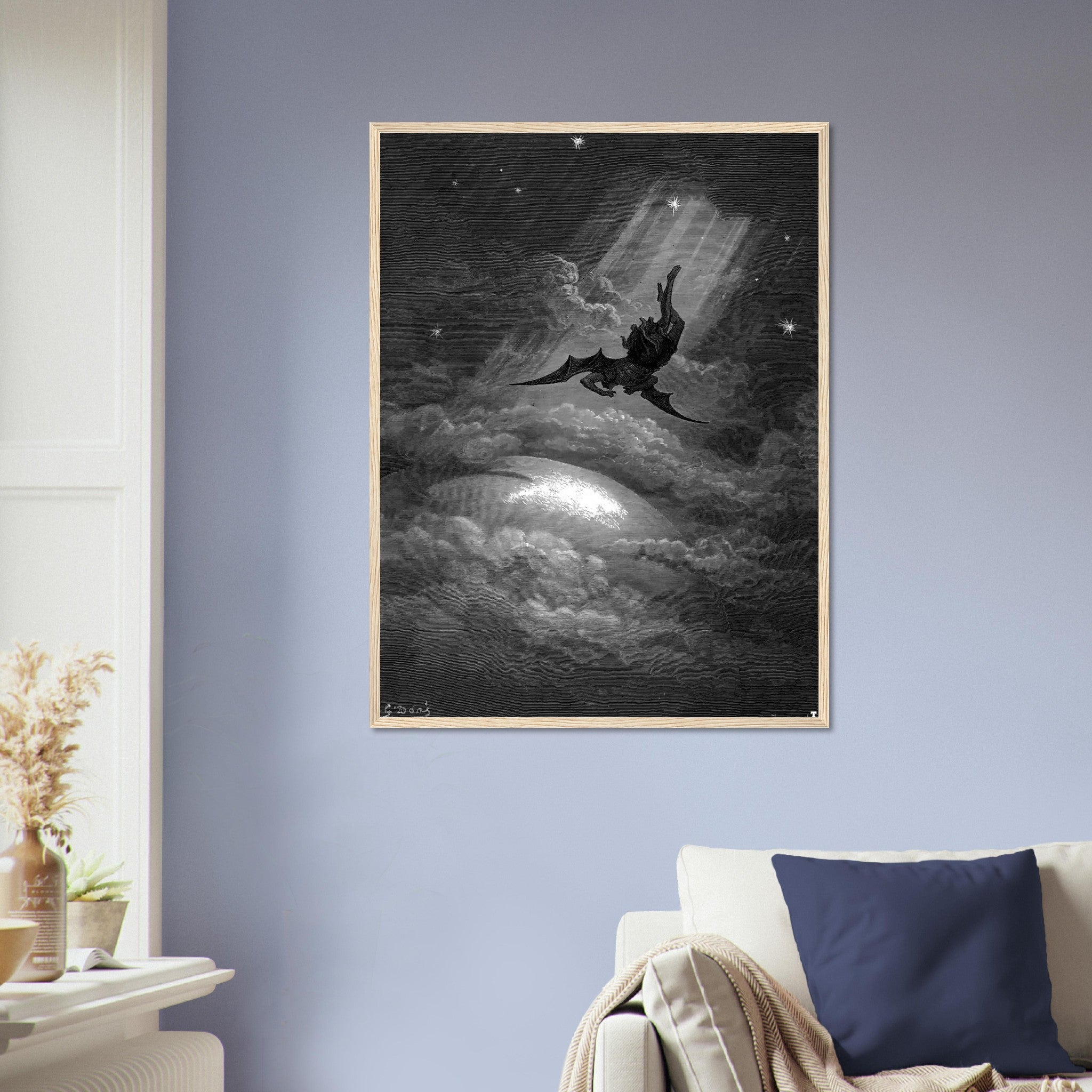 Paradise Lost Framed, Lucifer Cast From Heaven, Gustav Dore Framed - Paradise Lost Illustration Framed Print - WallArtPrints4U