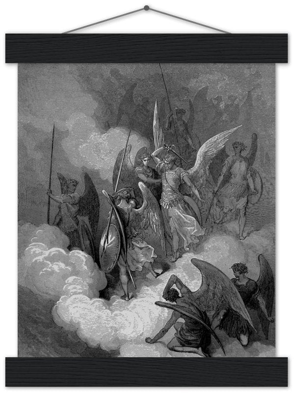 Paradise Lost Poster Angel Abdiel Attacks Satan Gustav Dore Poster Print - WallArtPrints4U